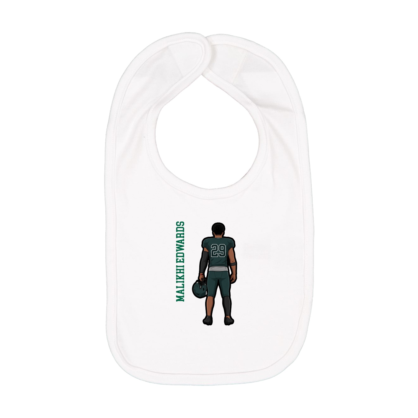 Infant Bib — Name Vertical in White