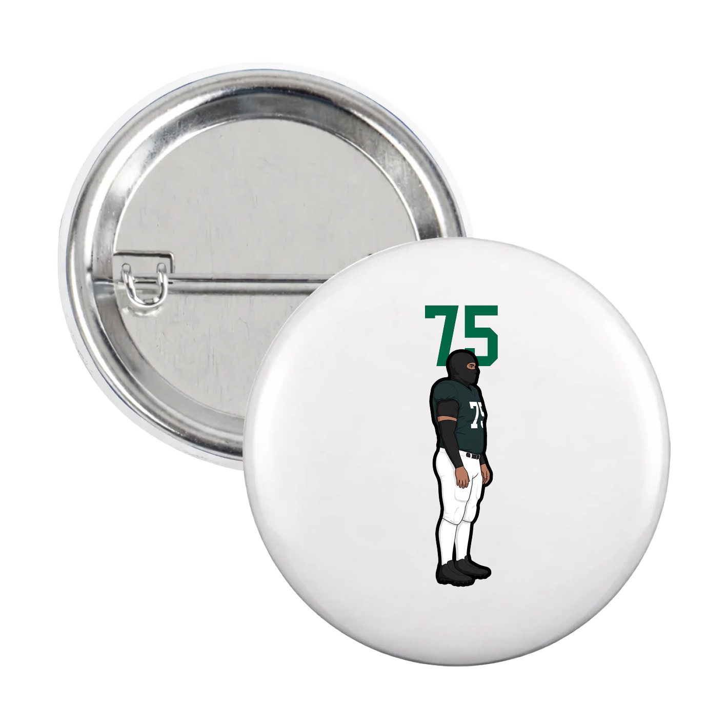 Game Day Button — Number Top in White