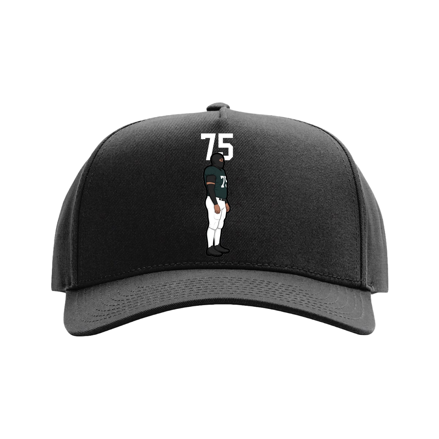Full Fabric Five-Panel Champ Cap — Number Top in Black