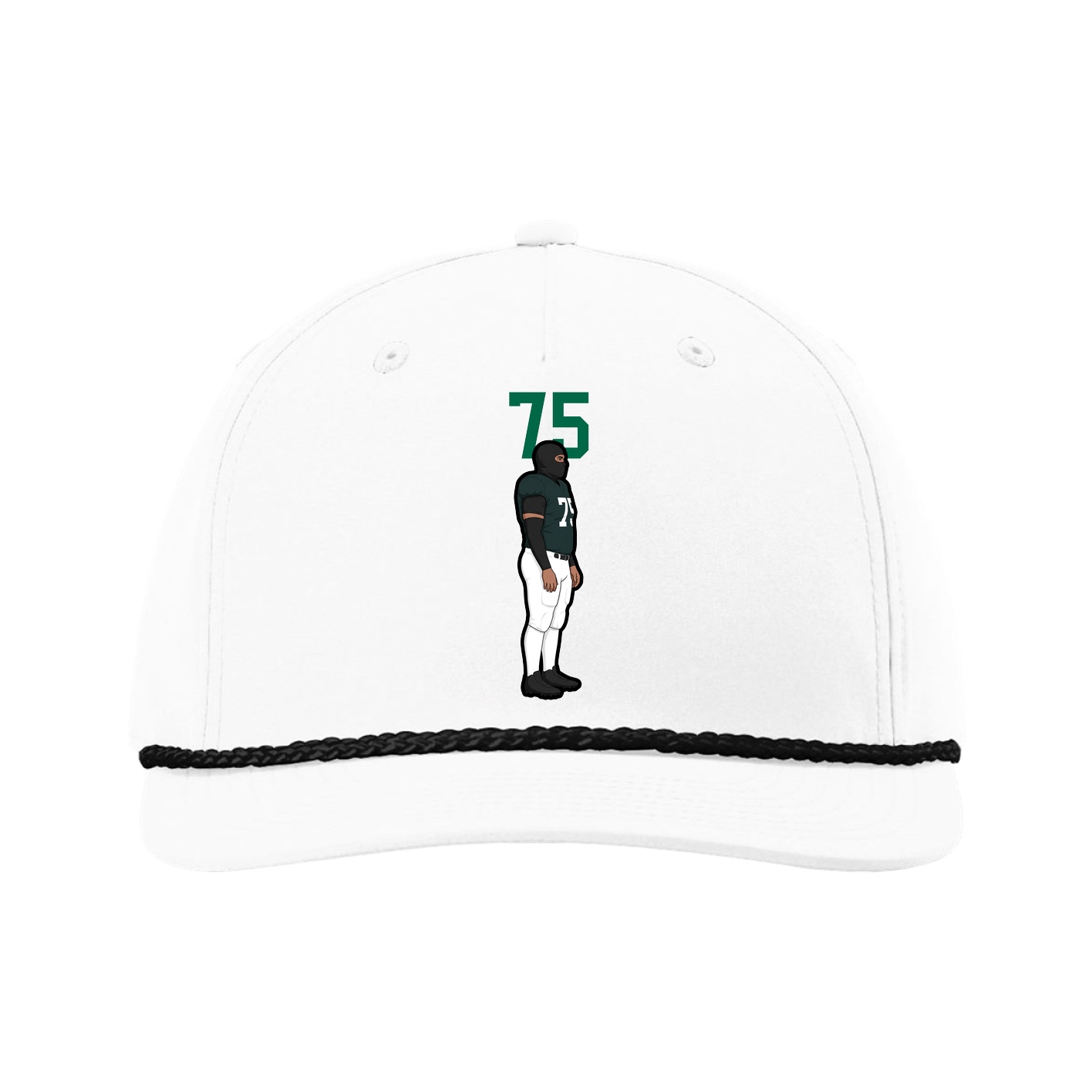 Five-Panel Classic Rope Cap — Number Top in White