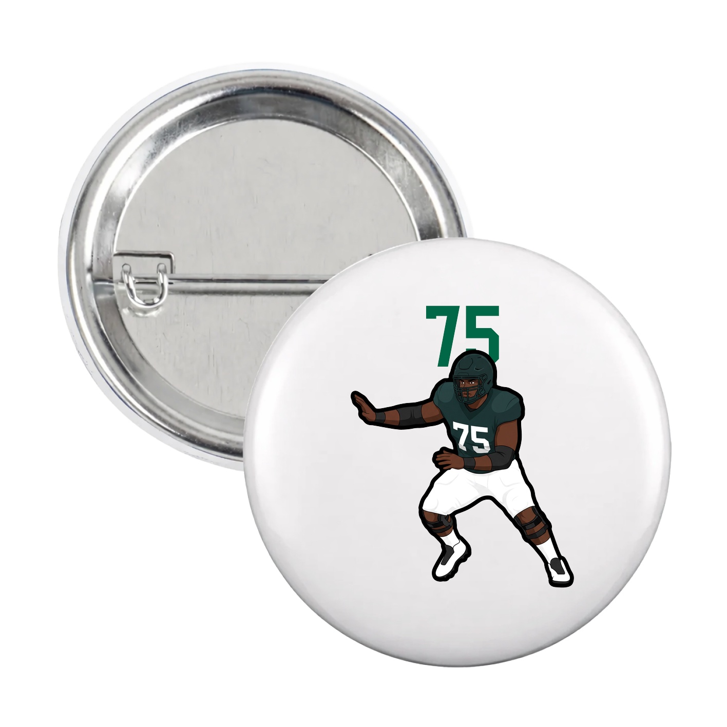Game Day Button — Number Top in White