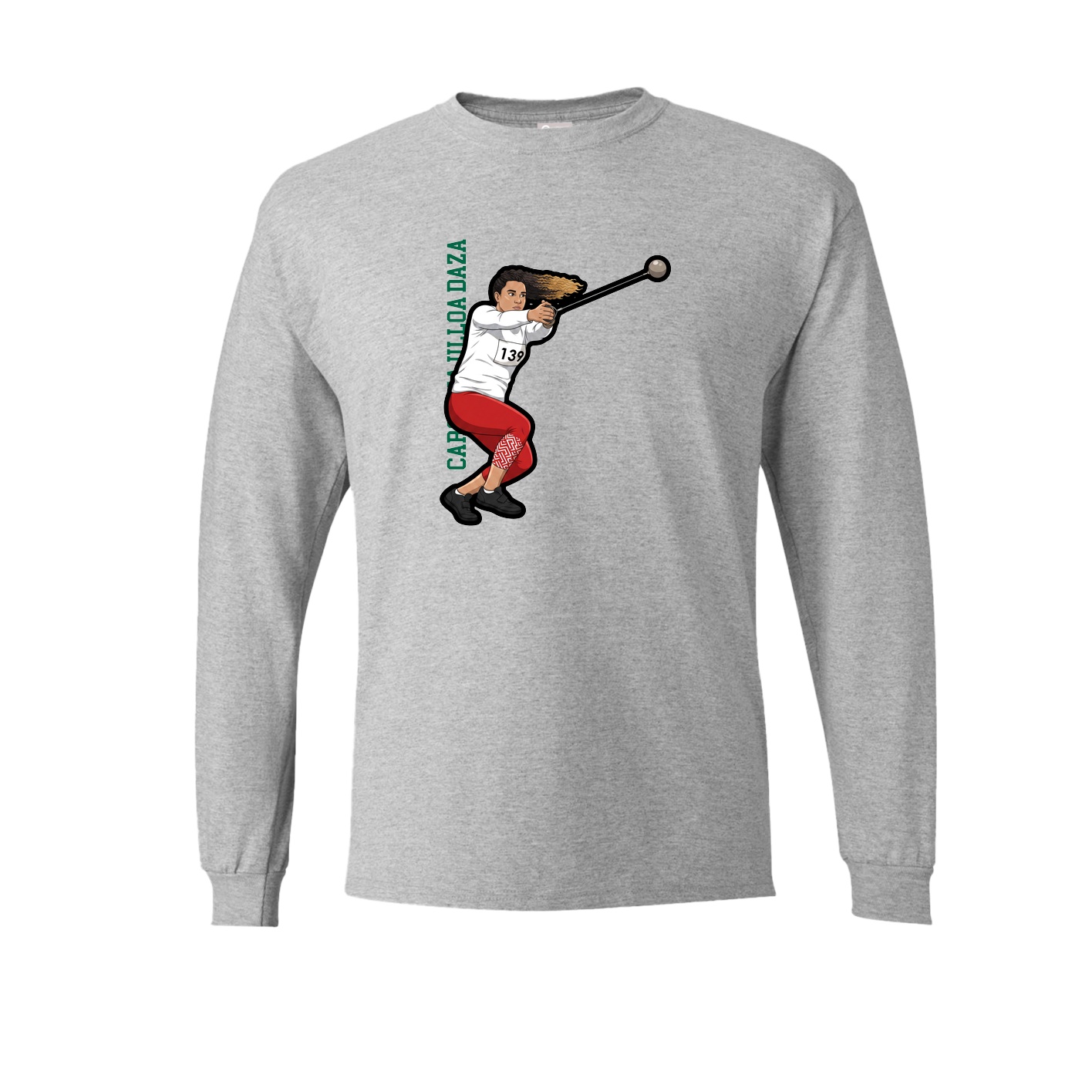Long Sleeve Tee — Name Vertical in Grey