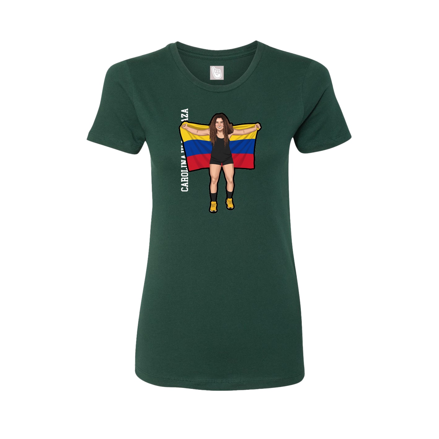 Womens Tee — Name Vertical in Green