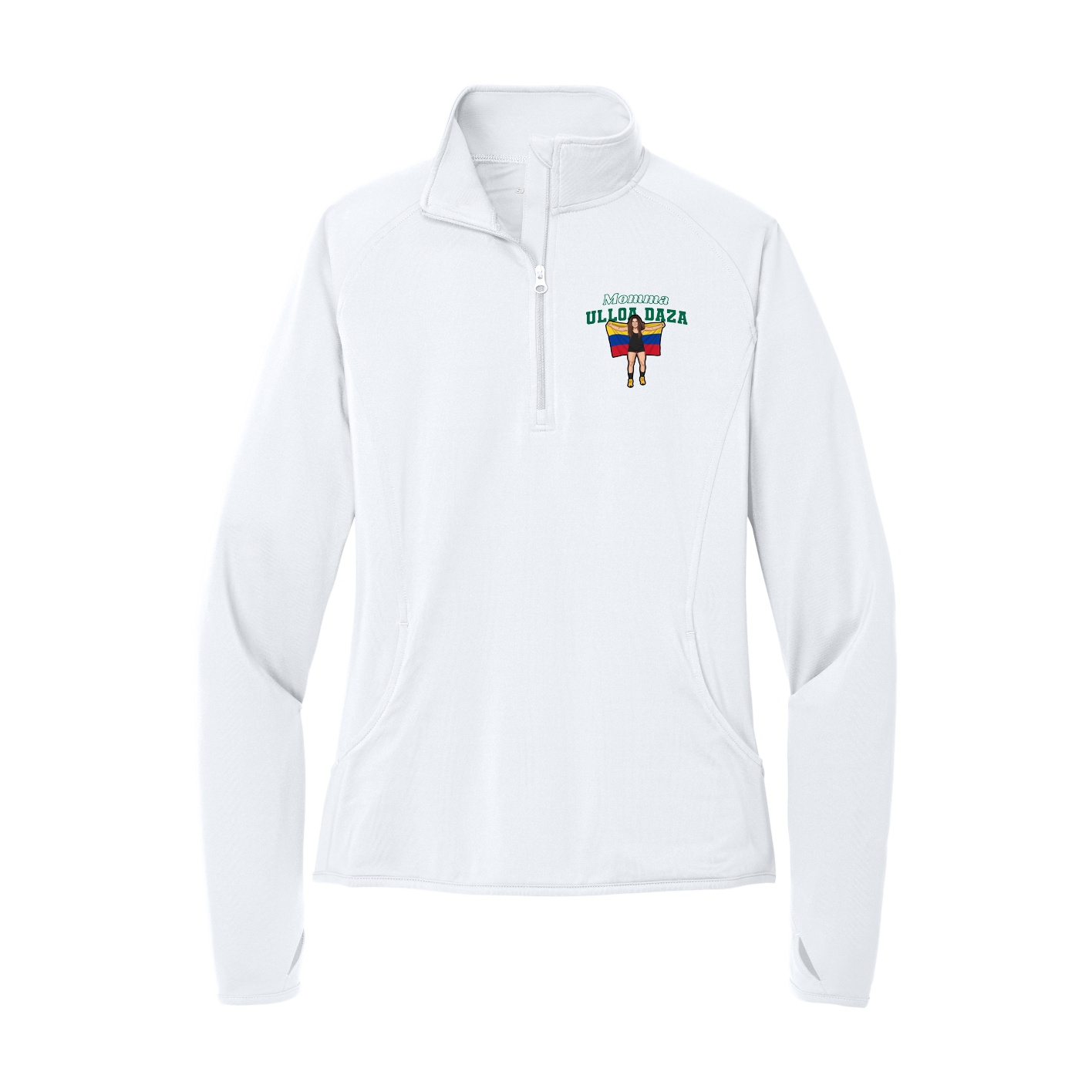 Women's Q-Zip Pullover — Mothers Day Block in White