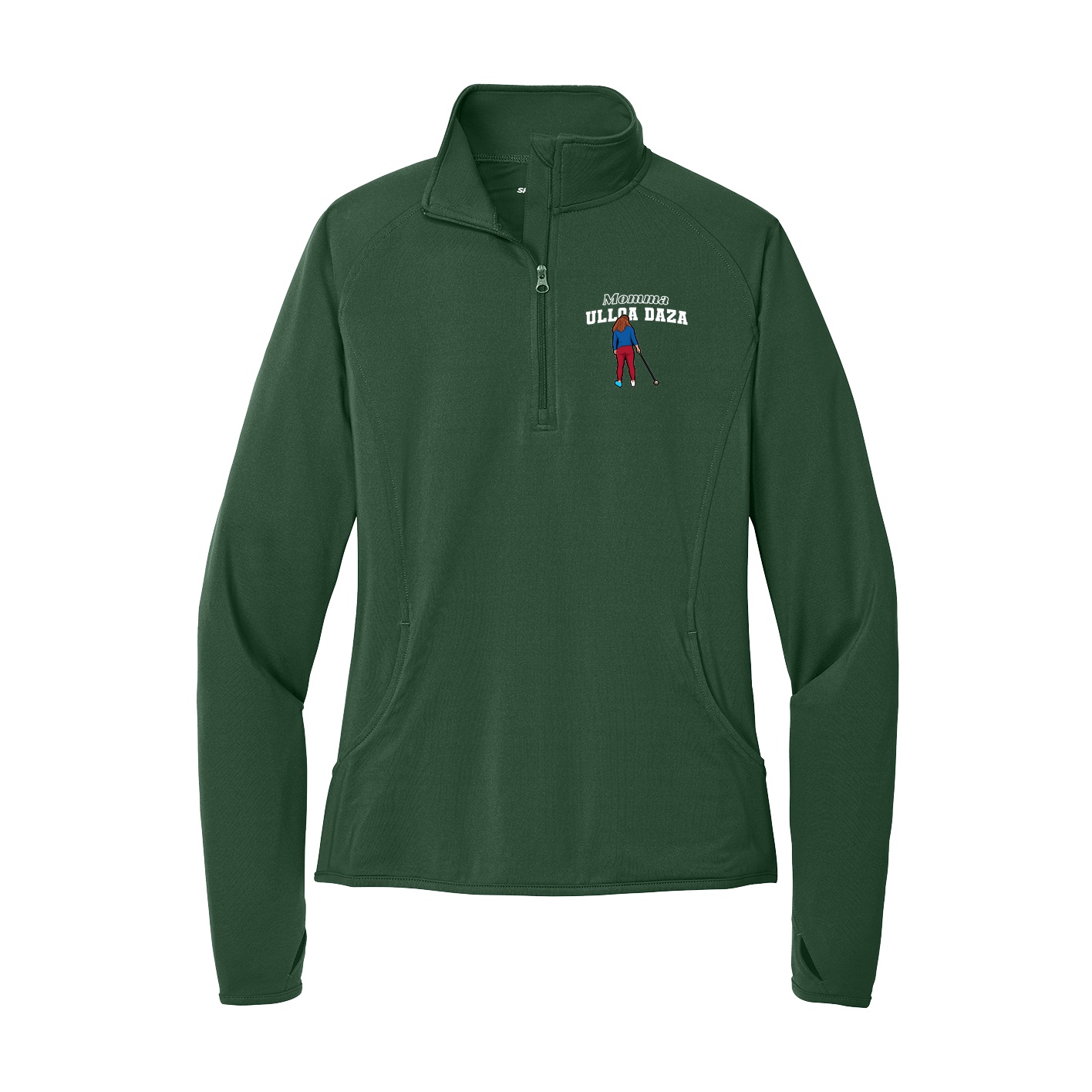 Women's Q-Zip Pullover — Mothers Day Block in Green