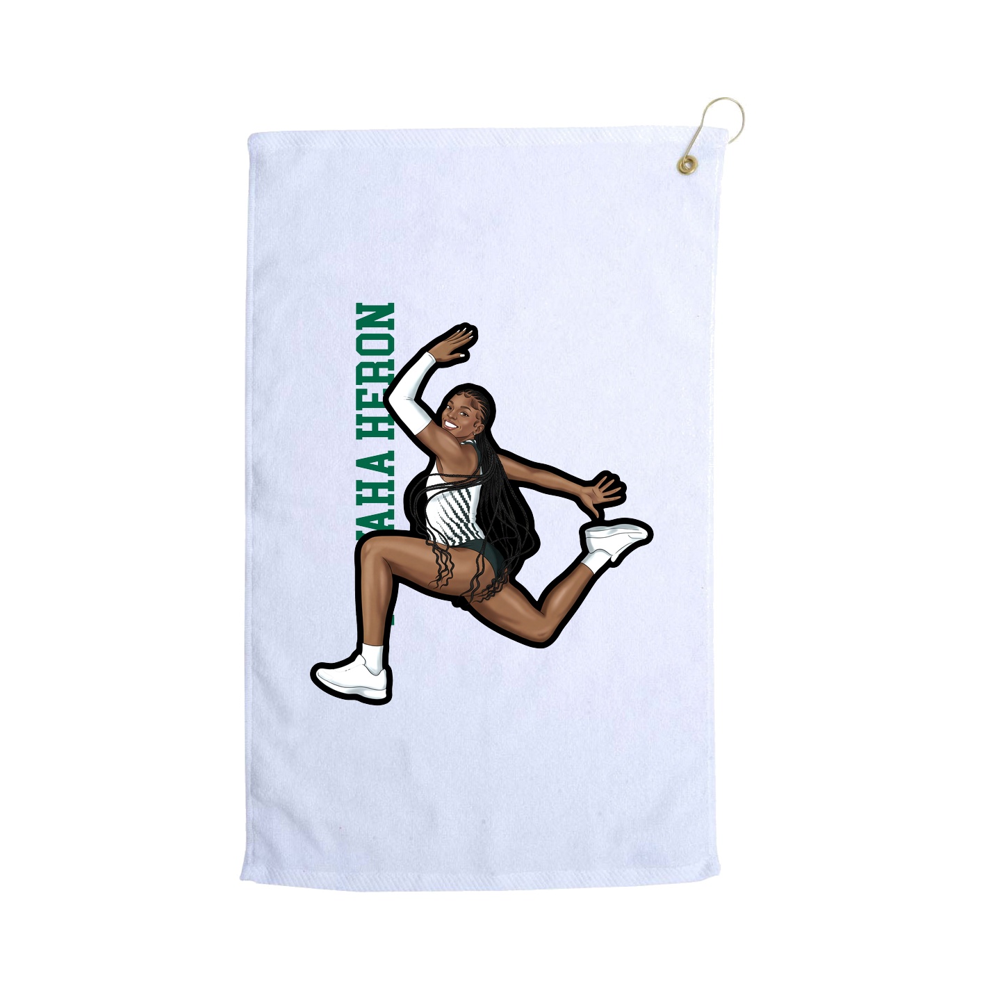 Golf Towel — Name Vertical in White