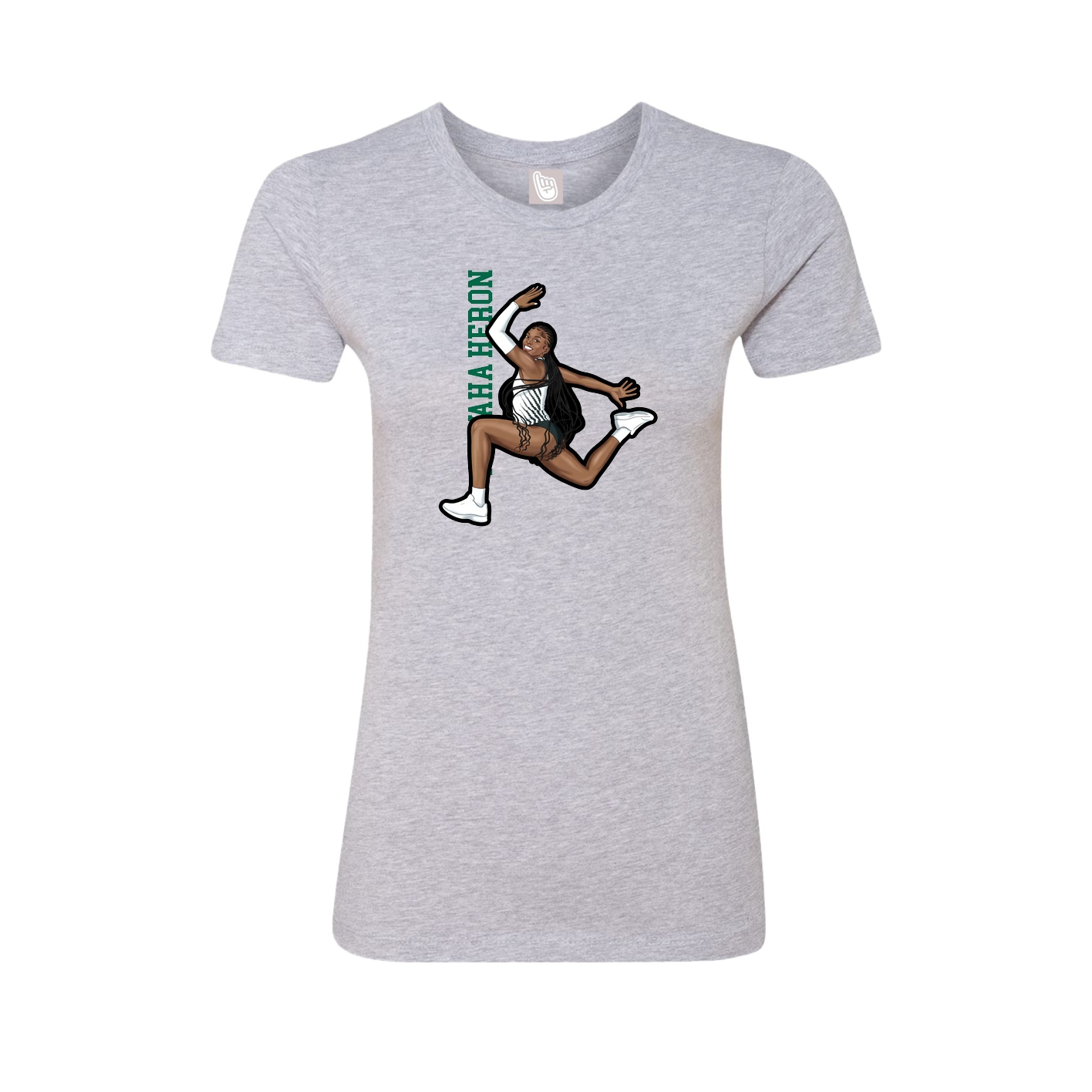 Fitted Women's Tee — Name Vertical in Grey