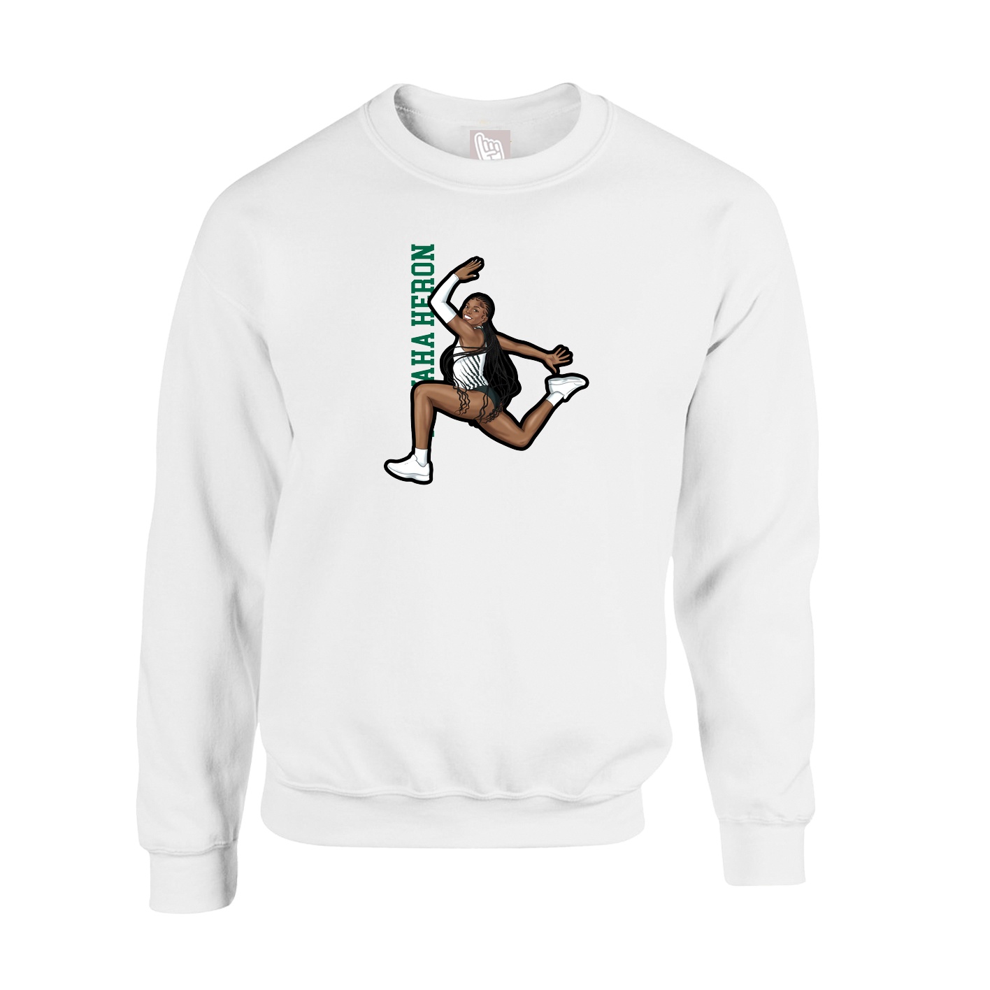 Fleece Crew — Name Vertical in White