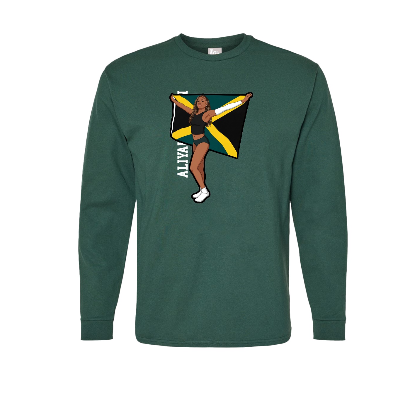 Long Sleeve Tee — Name Vertical in Green