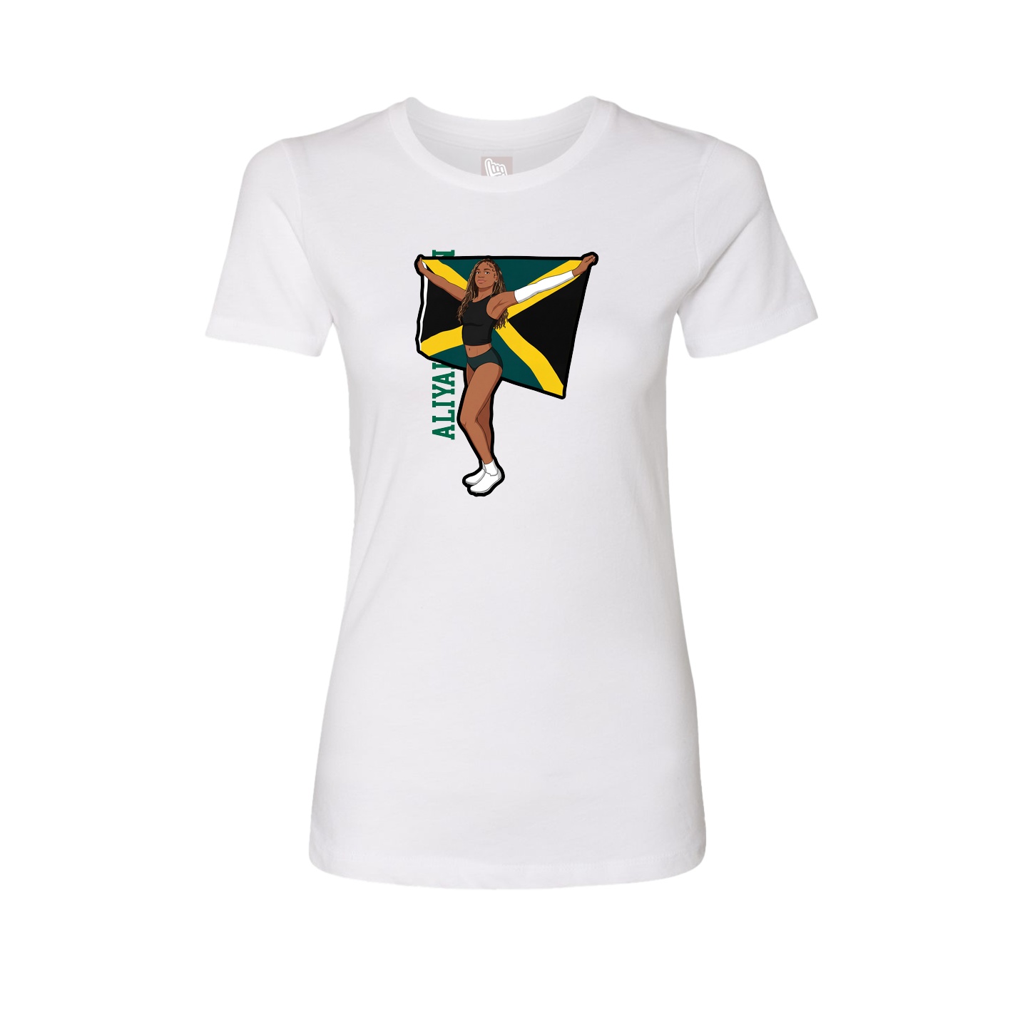 Fitted Women's Tee — Name Vertical in White