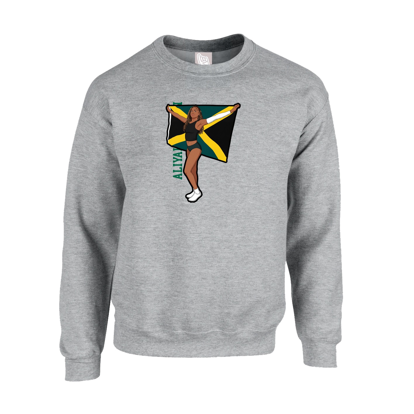 Fleece Crew — Name Vertical in Grey