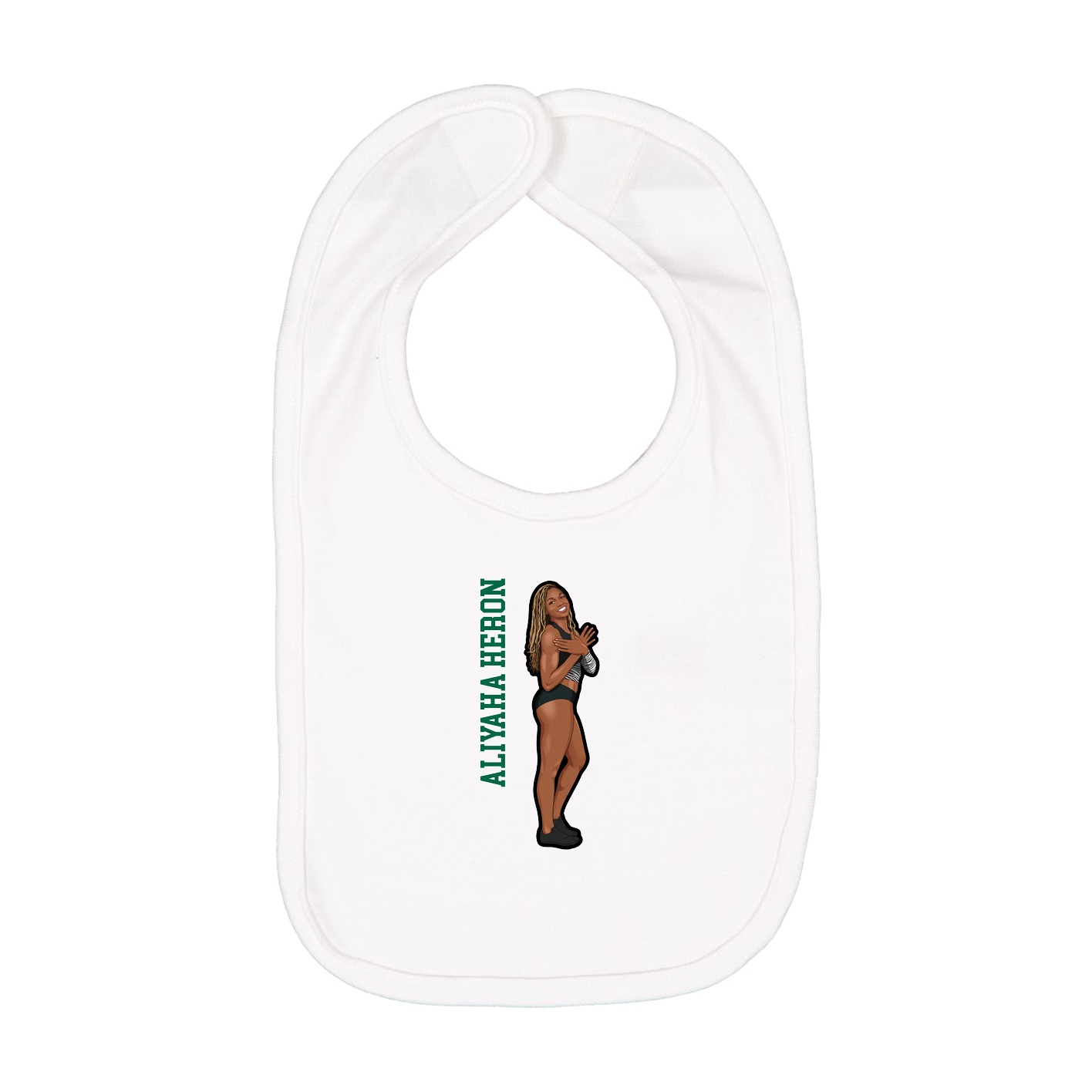 Infant Bib — Name Vertical in White