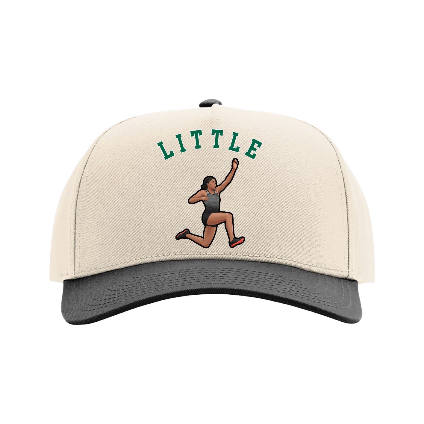 Full Fabric Five-Panel Champ Cap — Shirsey Arch in Cream/Black