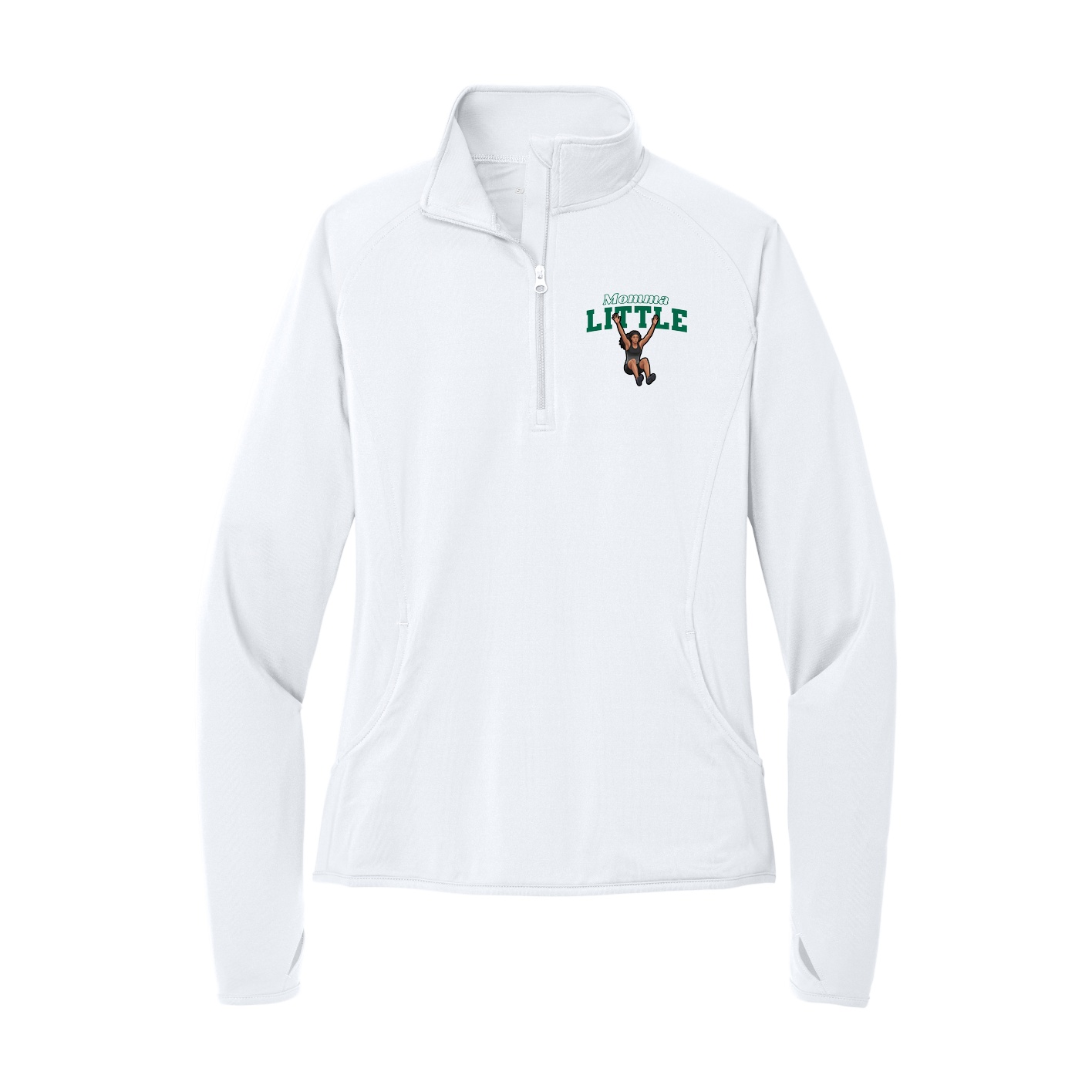 Women's Q-Zip Pullover — Mothers Day Block in White