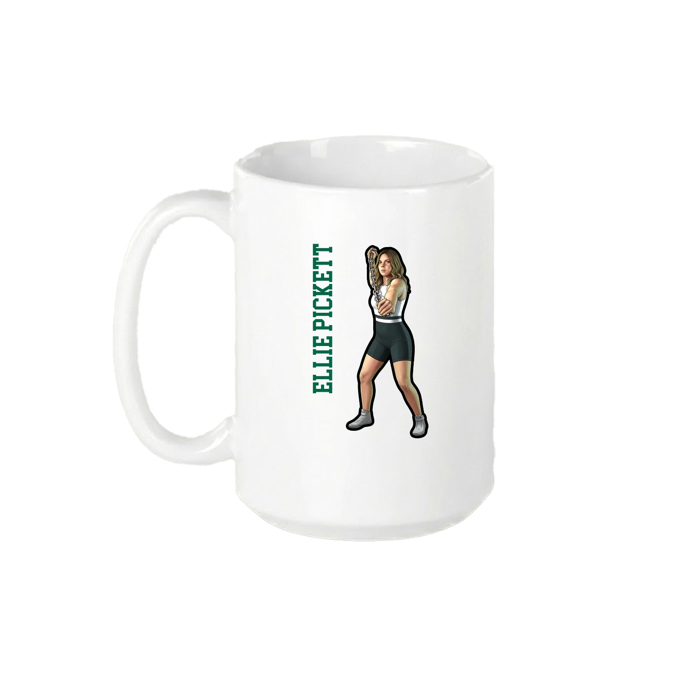 15oz Coffee Mug — Name Vertical in White