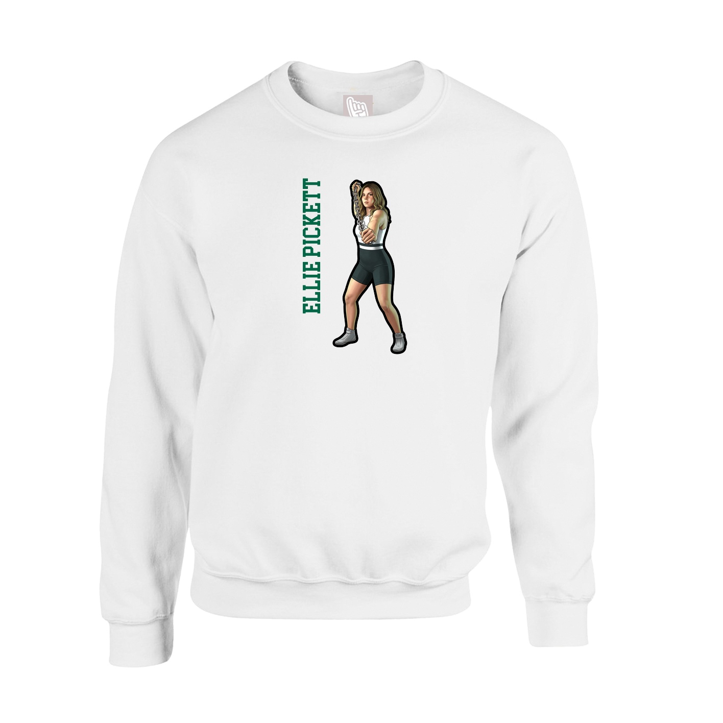 Fleece Crew — Name Vertical in White