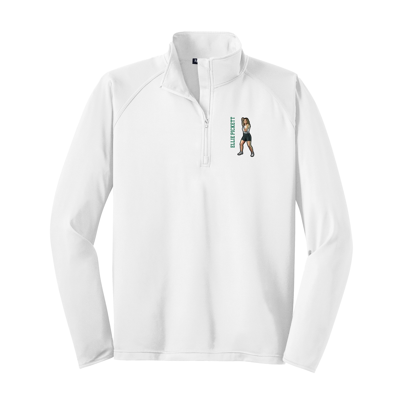 Q-Zip Pullover — Name Vertical in White
