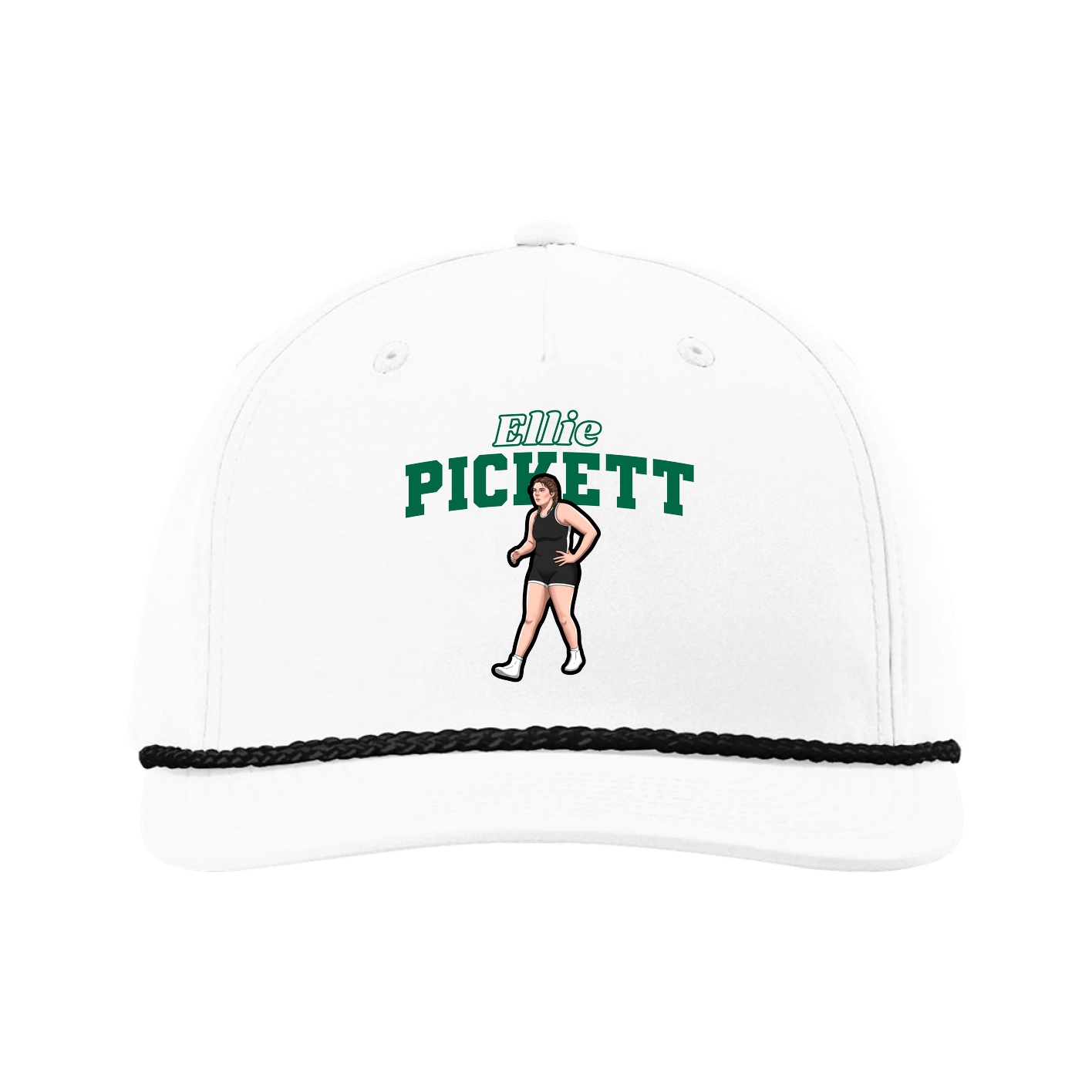 Five-Panel Classic Rope Cap — Name Arch in White