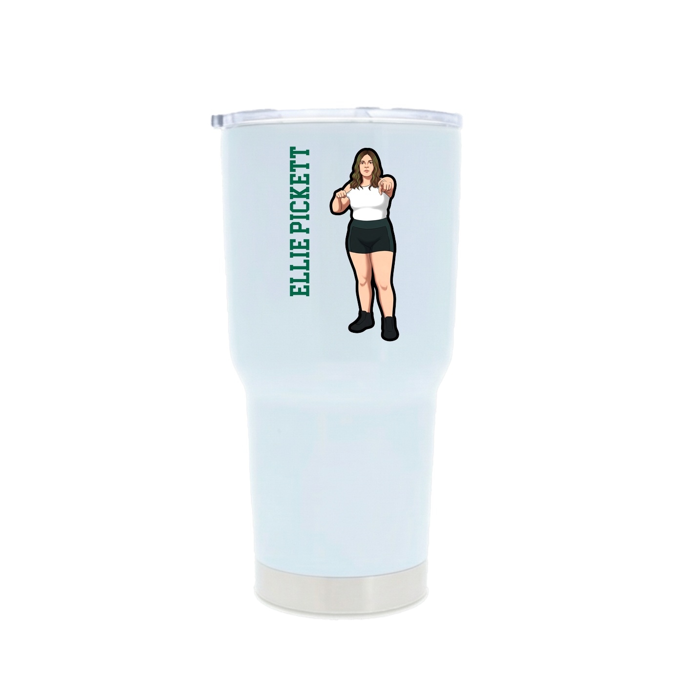 30oz Stainless Steel Tumbler — Name Vertical in White