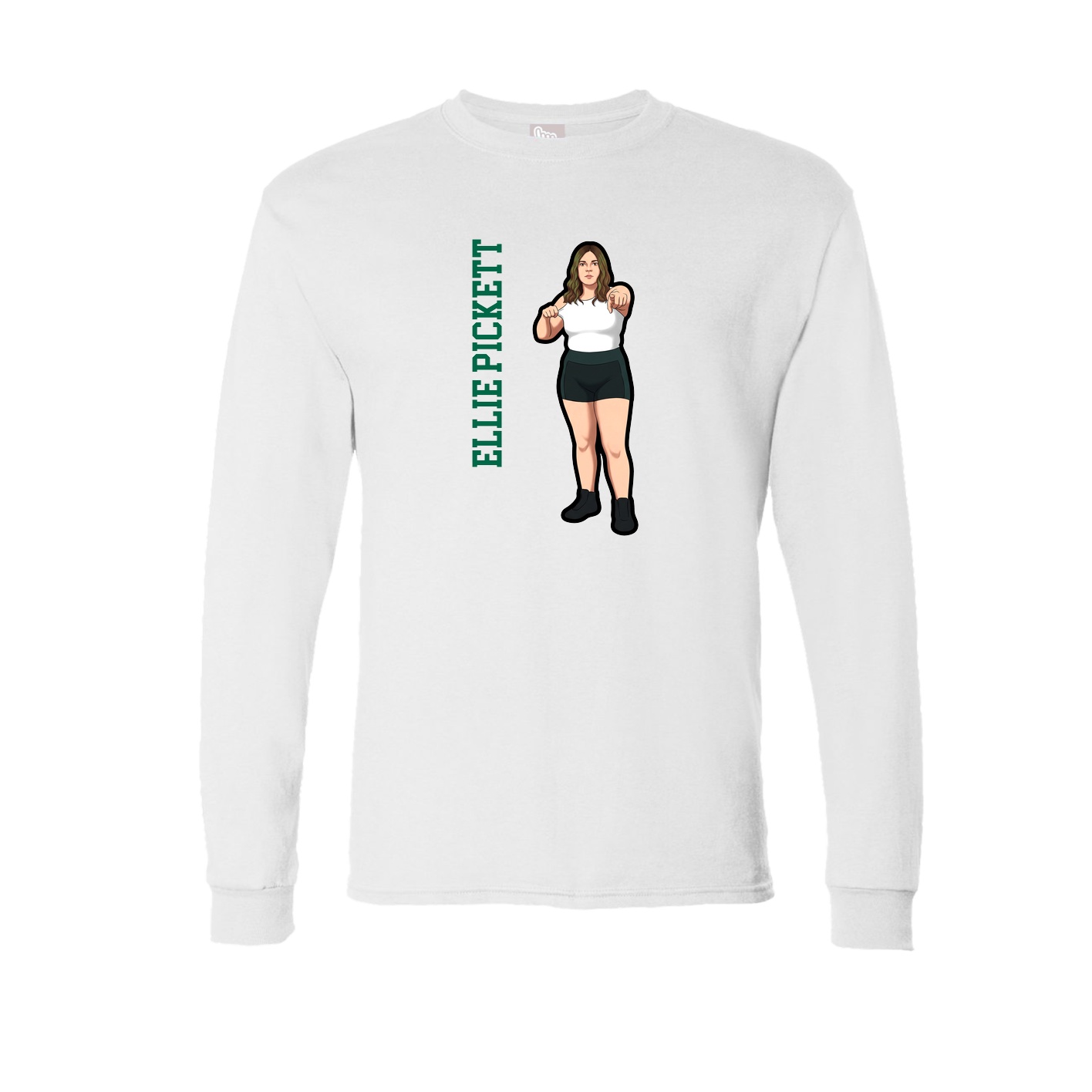 Long Sleeve Tee — Name Vertical in White