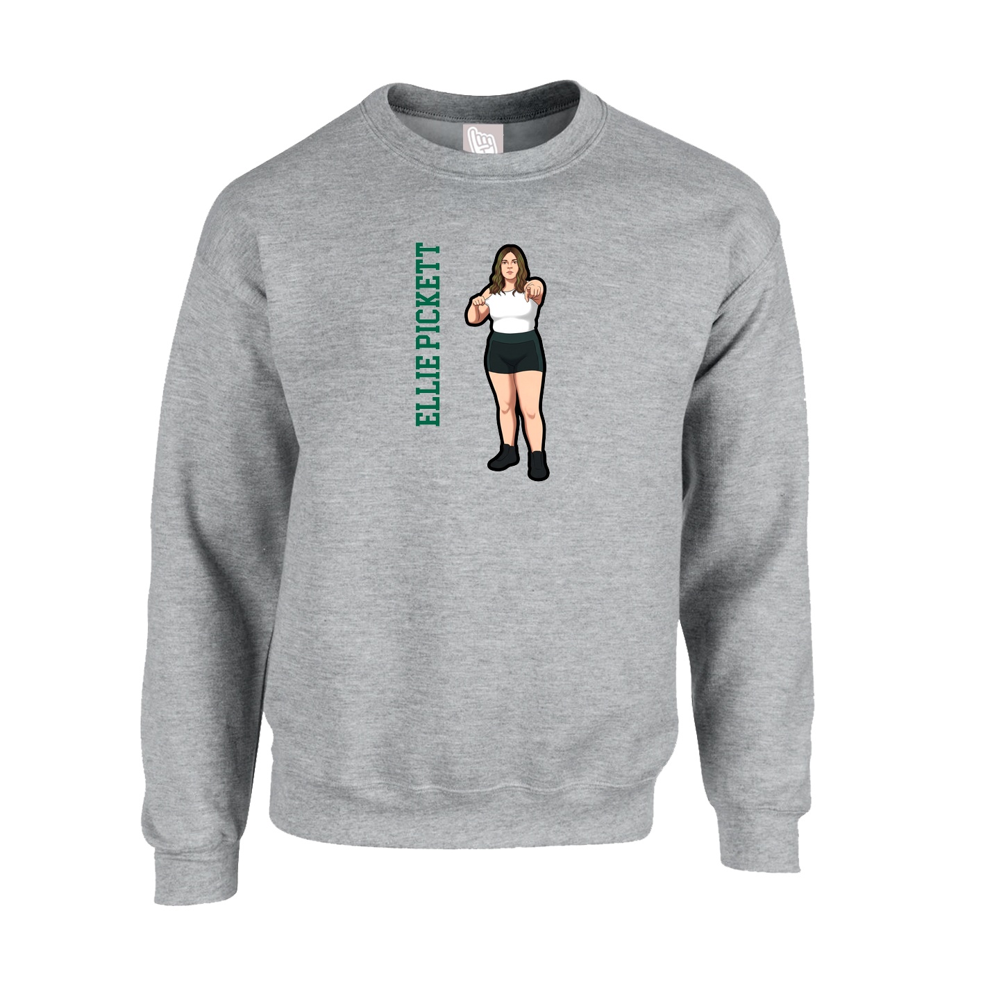 Fleece Crew — Name Vertical in Grey