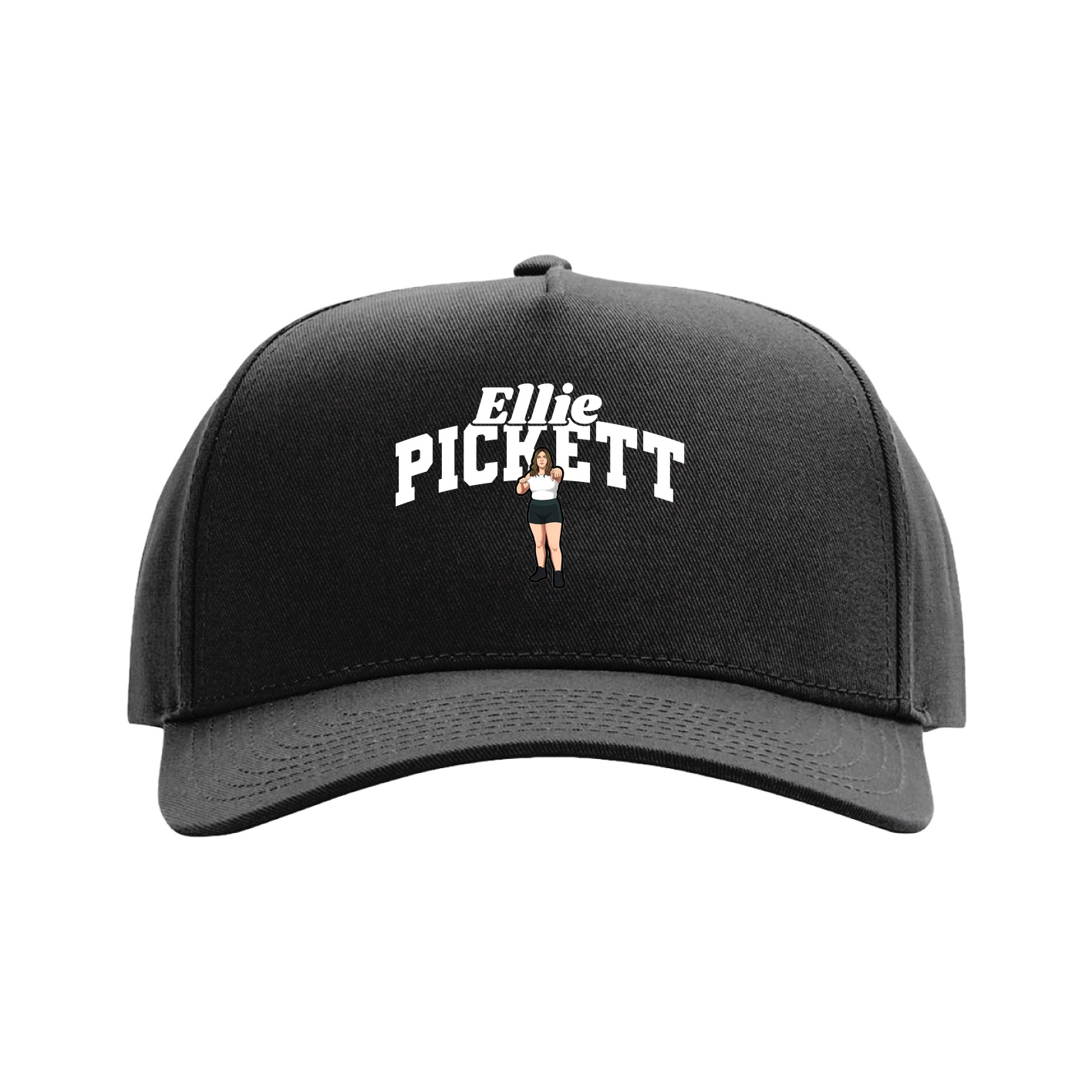 Full Fabric Five-Panel Champ Cap — Signature Arch in Black