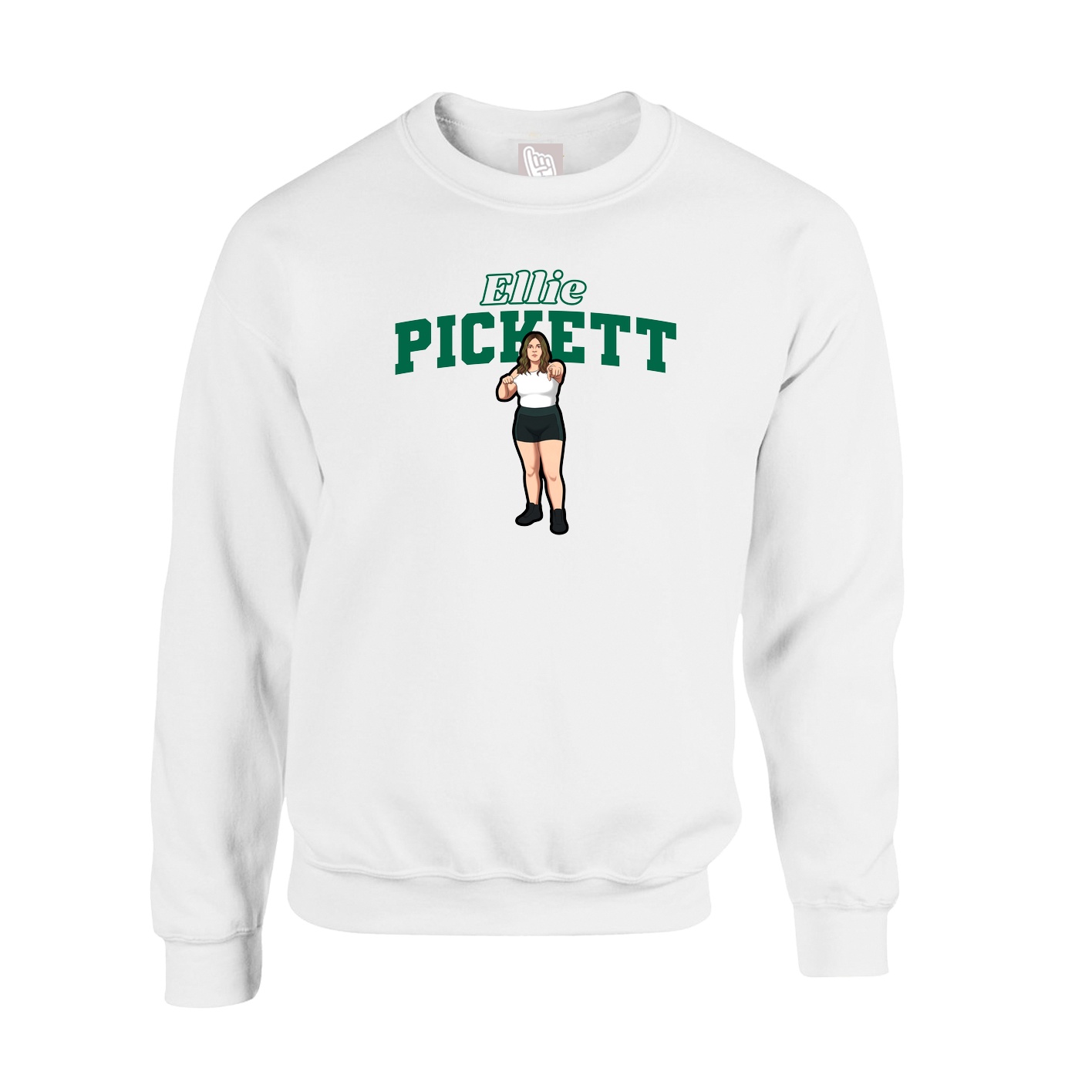 Fleece Crew — Name Arch in White