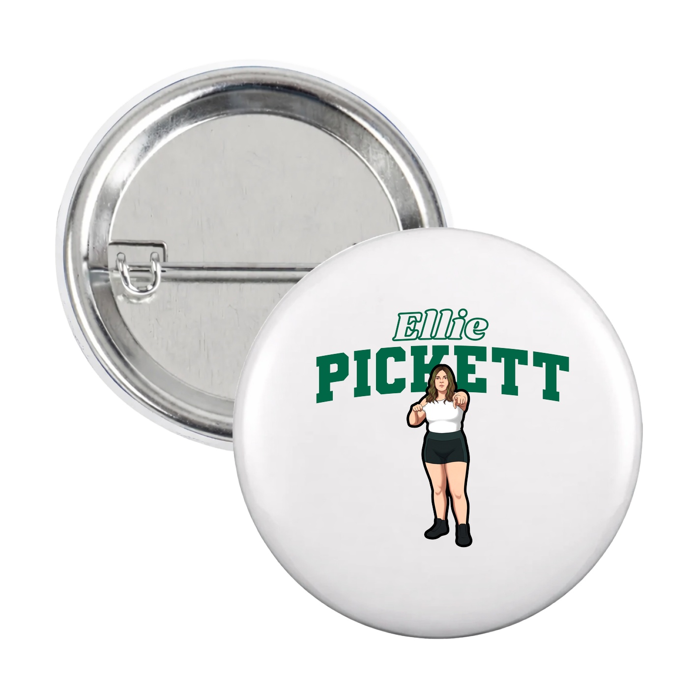 Game Day Button — Name Arch in White