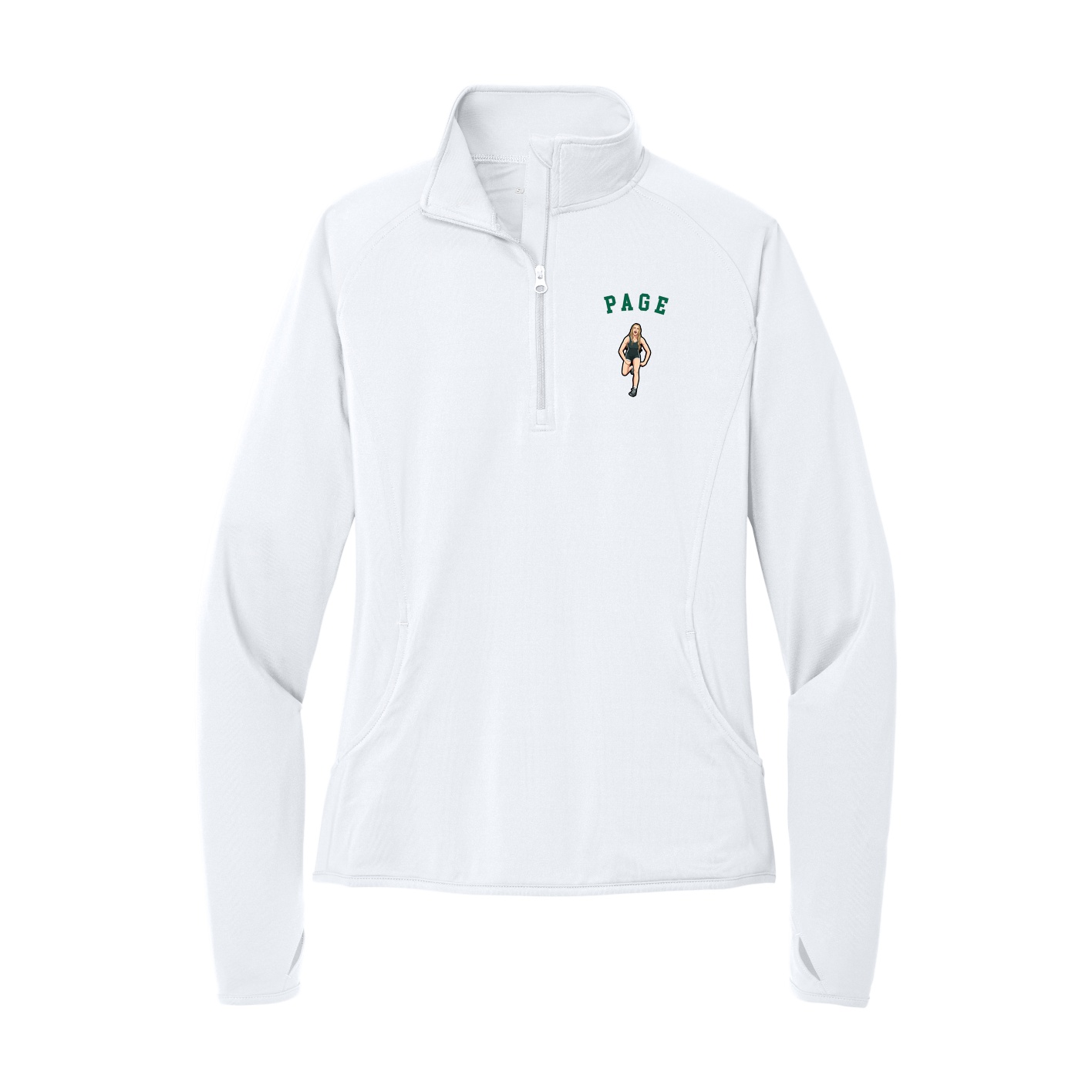 Women's Q-Zip Pullover — Shirsey Arch in White