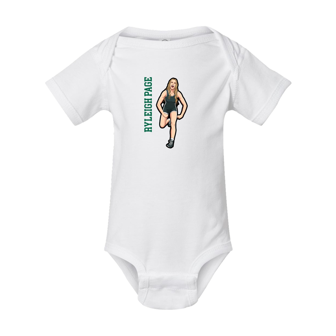 Baby Onesie — Name Vertical in White
