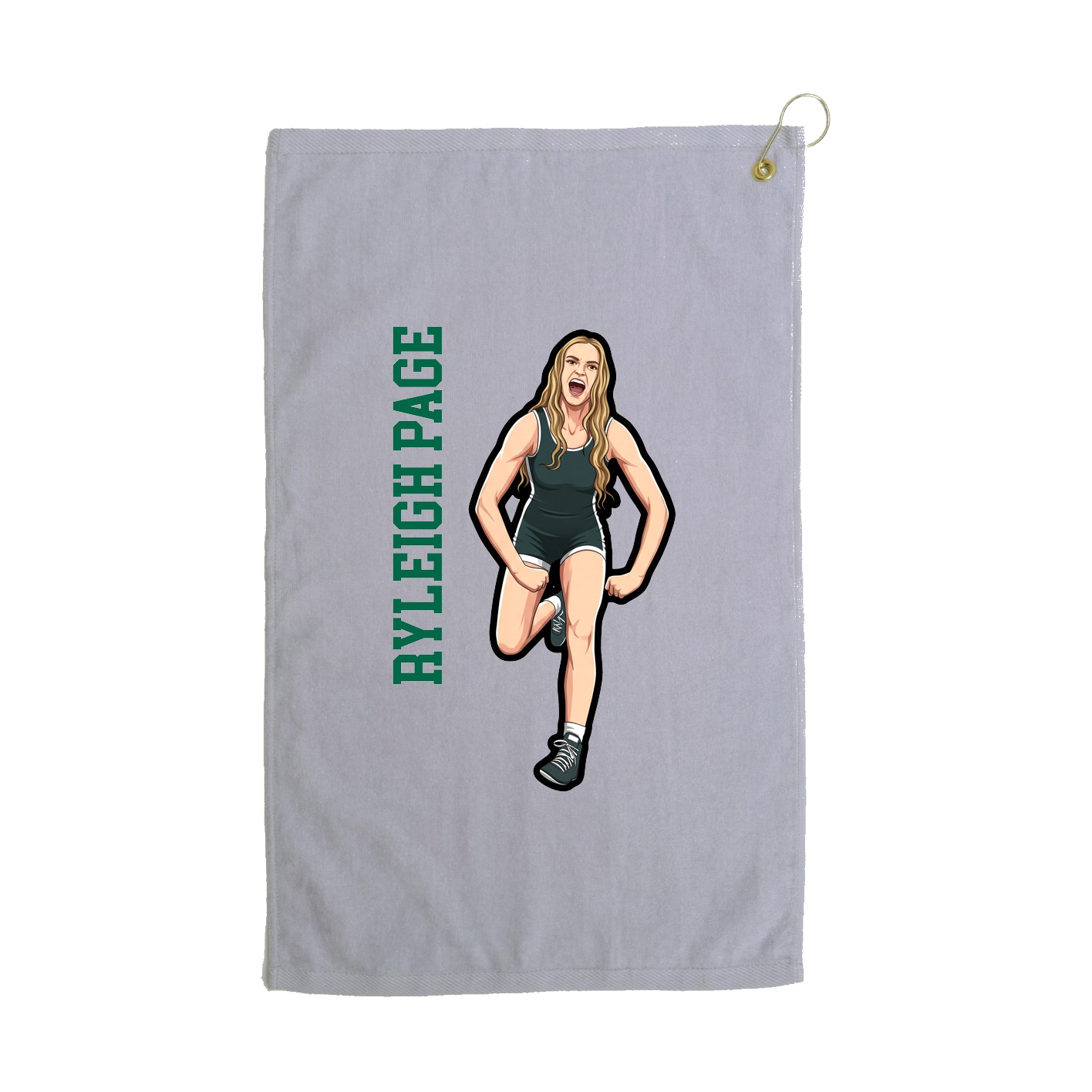 Golf Towel — Name Vertical in Grey
