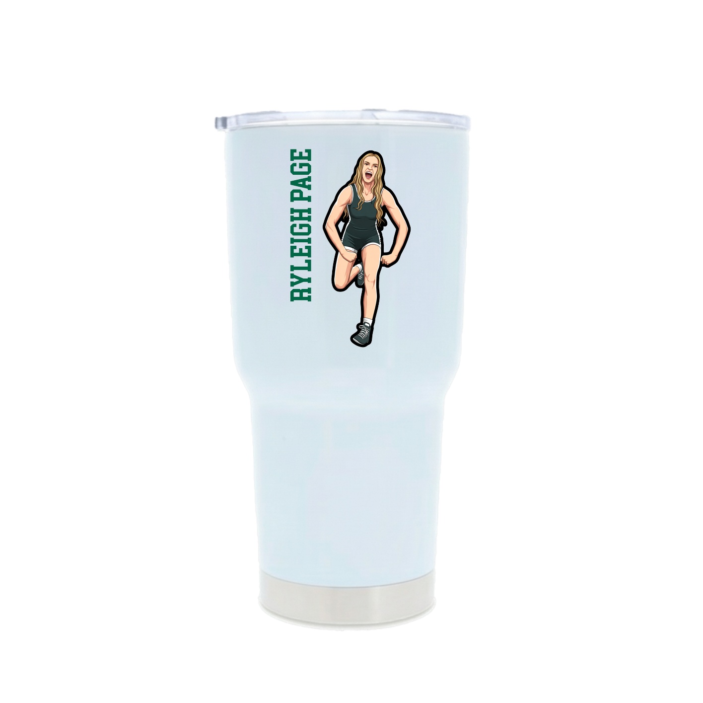 30oz Stainless Steel Tumbler — Name Vertical in White