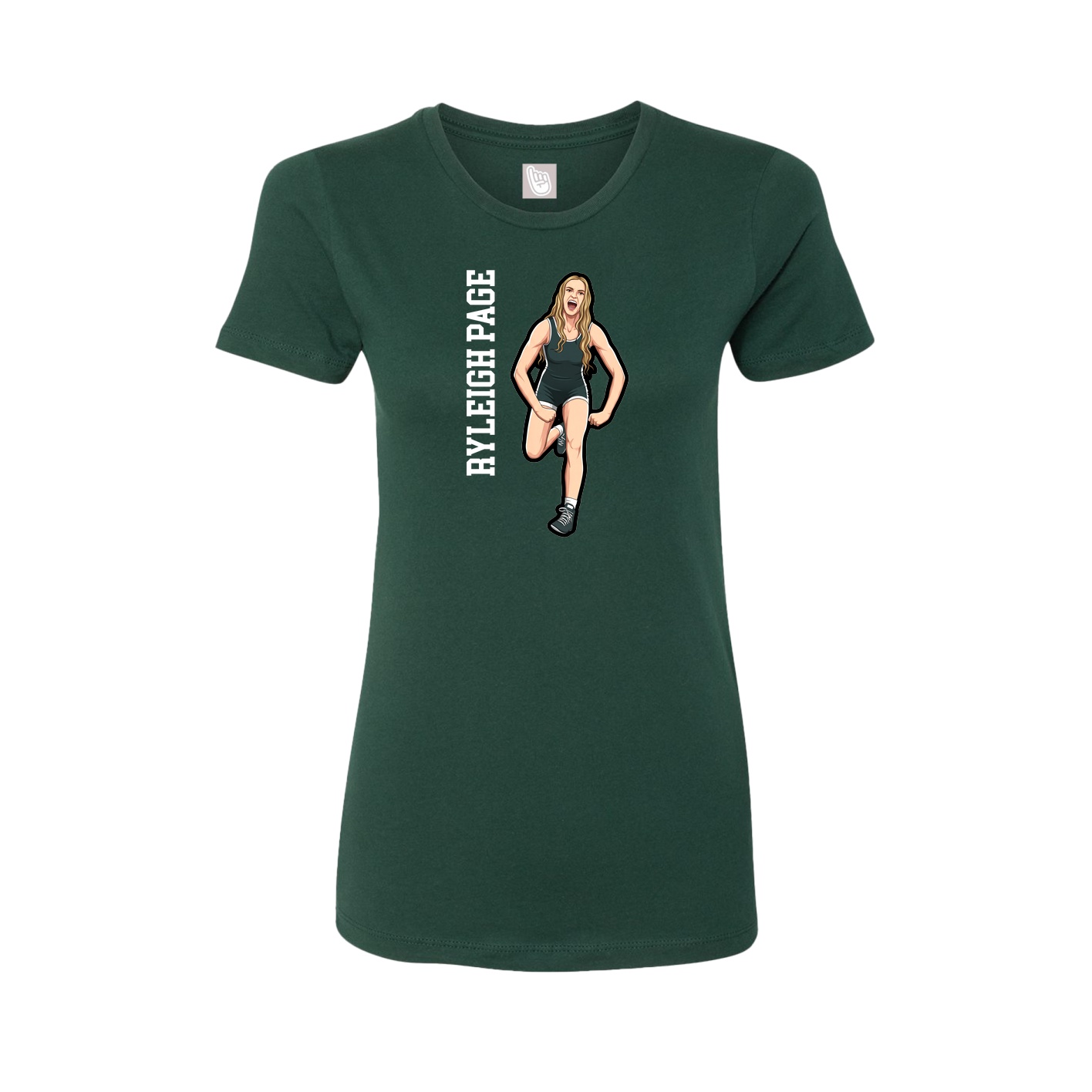 Fitted Women's Tee — Name Vertical in Green