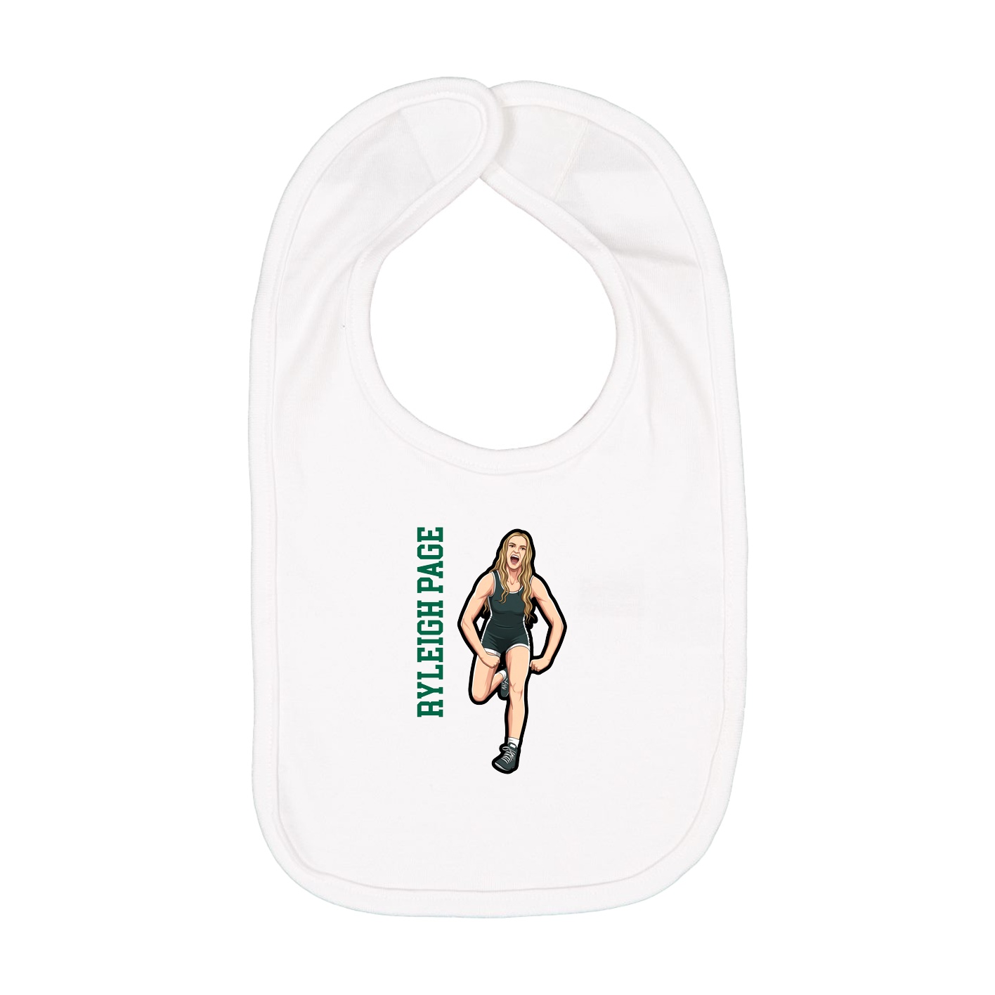 Infant Bib — Name Vertical in White