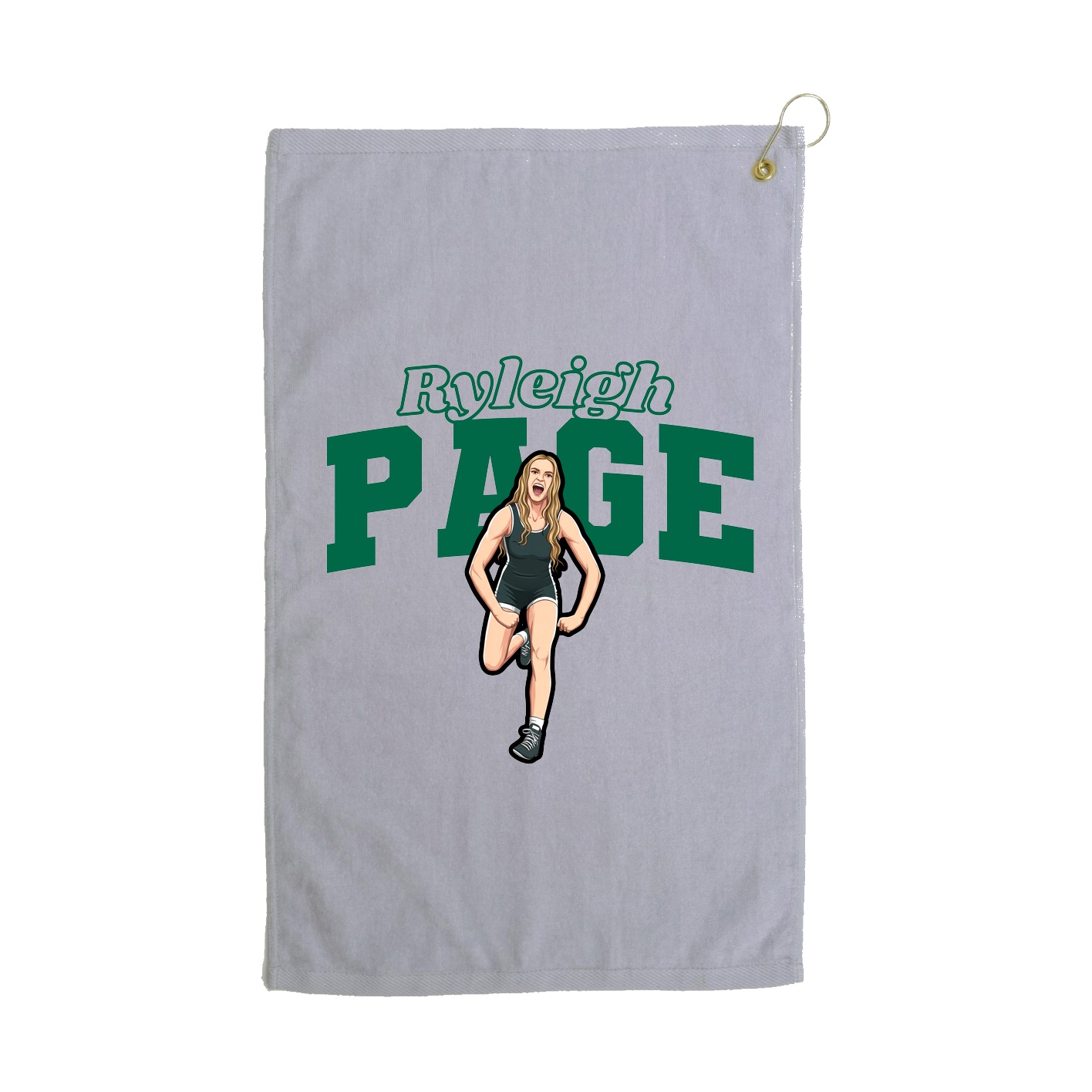 Golf Towel — Name Arch in Grey