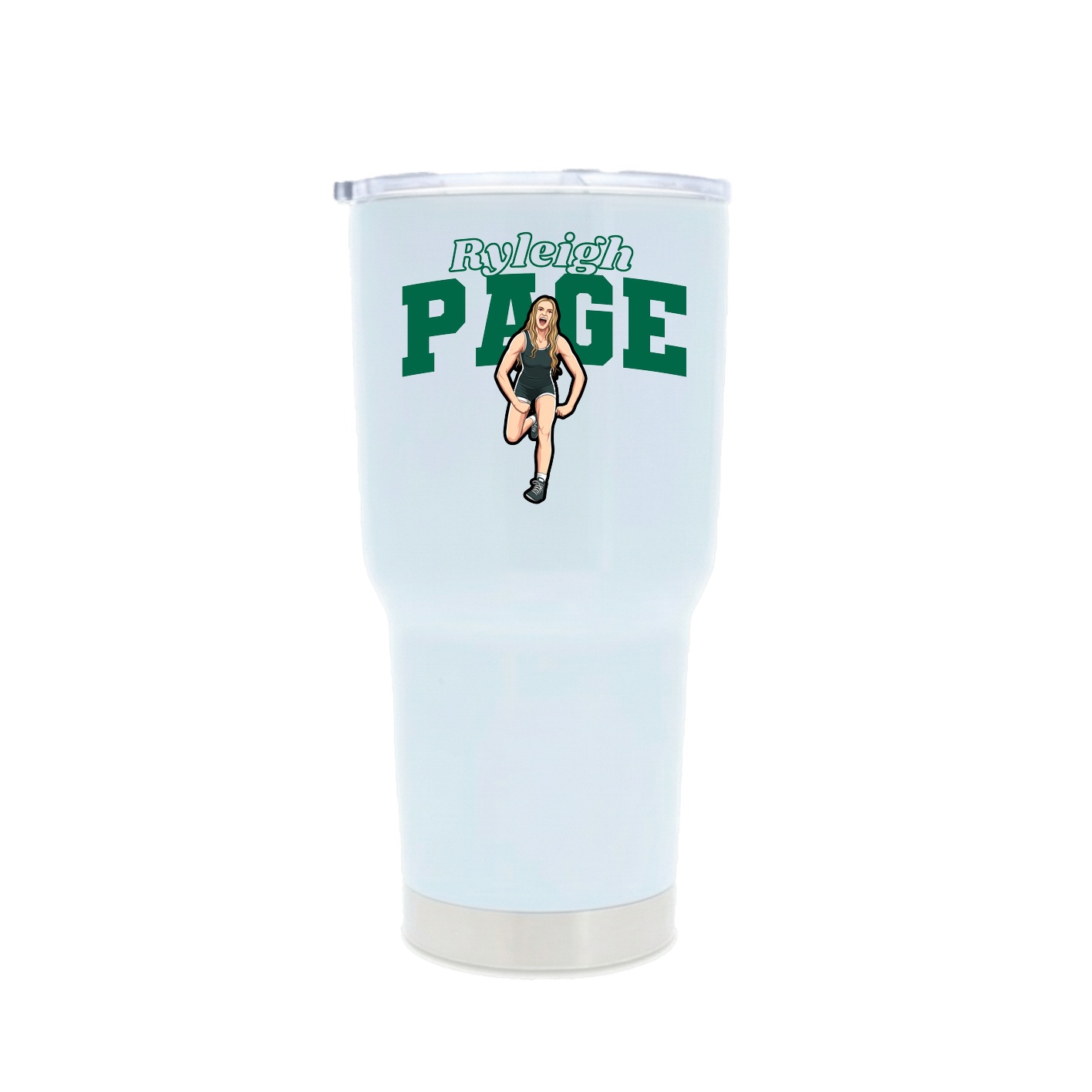 30oz Stainless Steel Tumbler — Name Arch in White