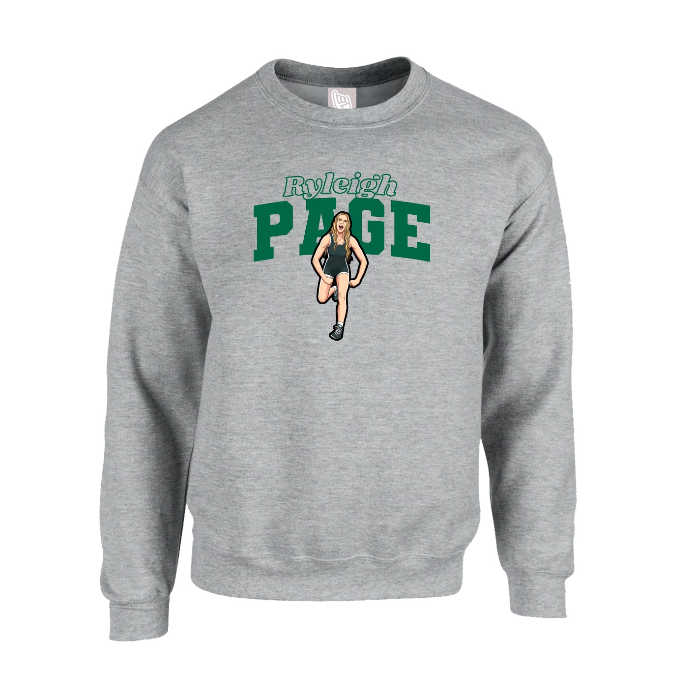 Fleece Crew — Name Arch in Grey