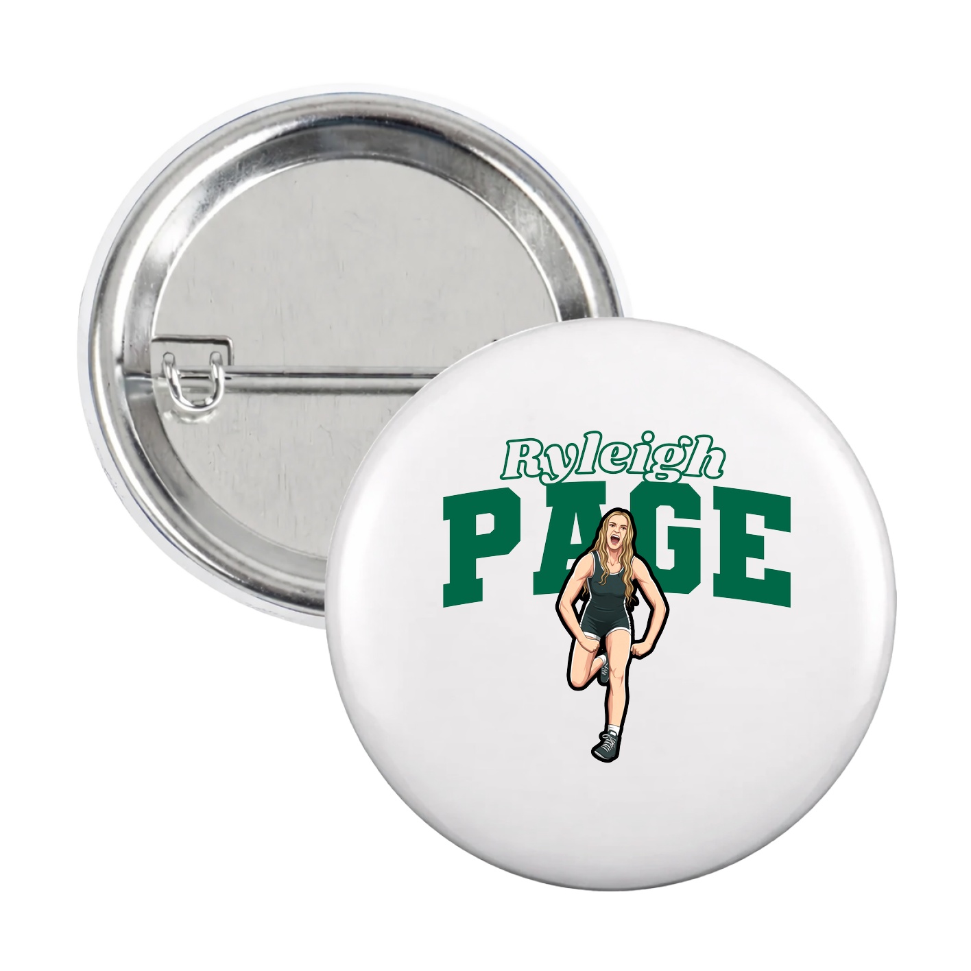 Game Day Button — Name Arch in White