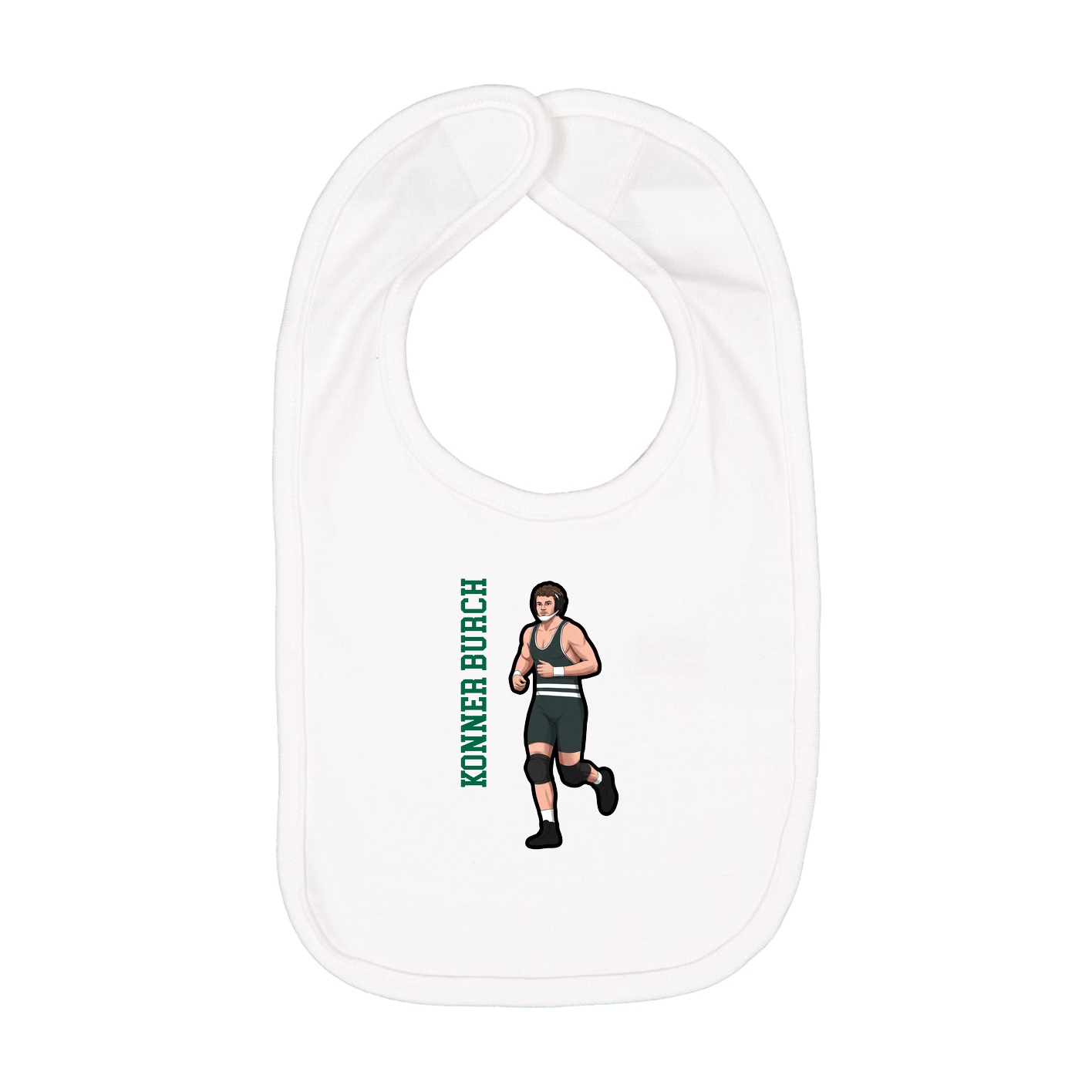 Infant Bib — Name Vertical in White