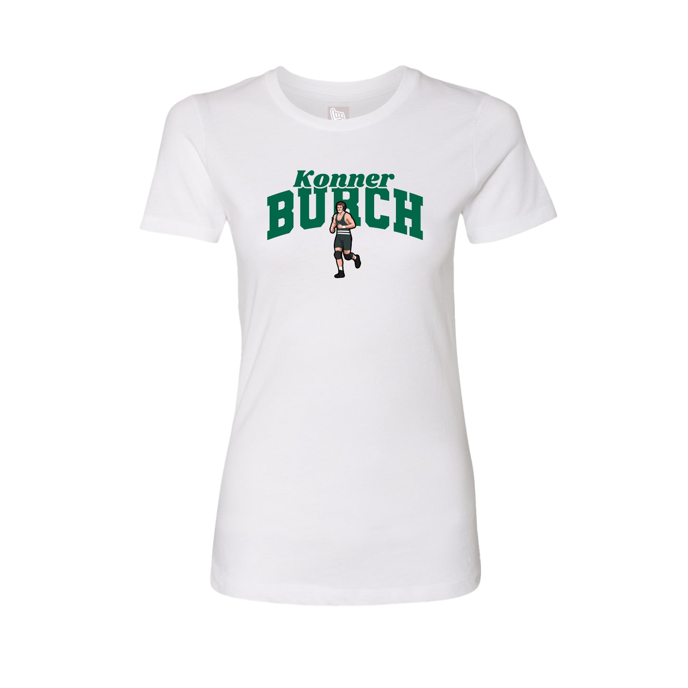 Fitted Women's Tee — Signature Arch in White