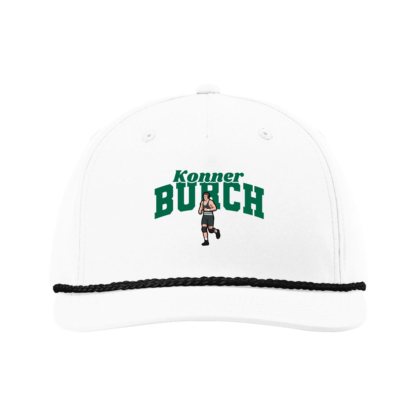 Five-Panel Classic Rope Cap — Signature Arch in White