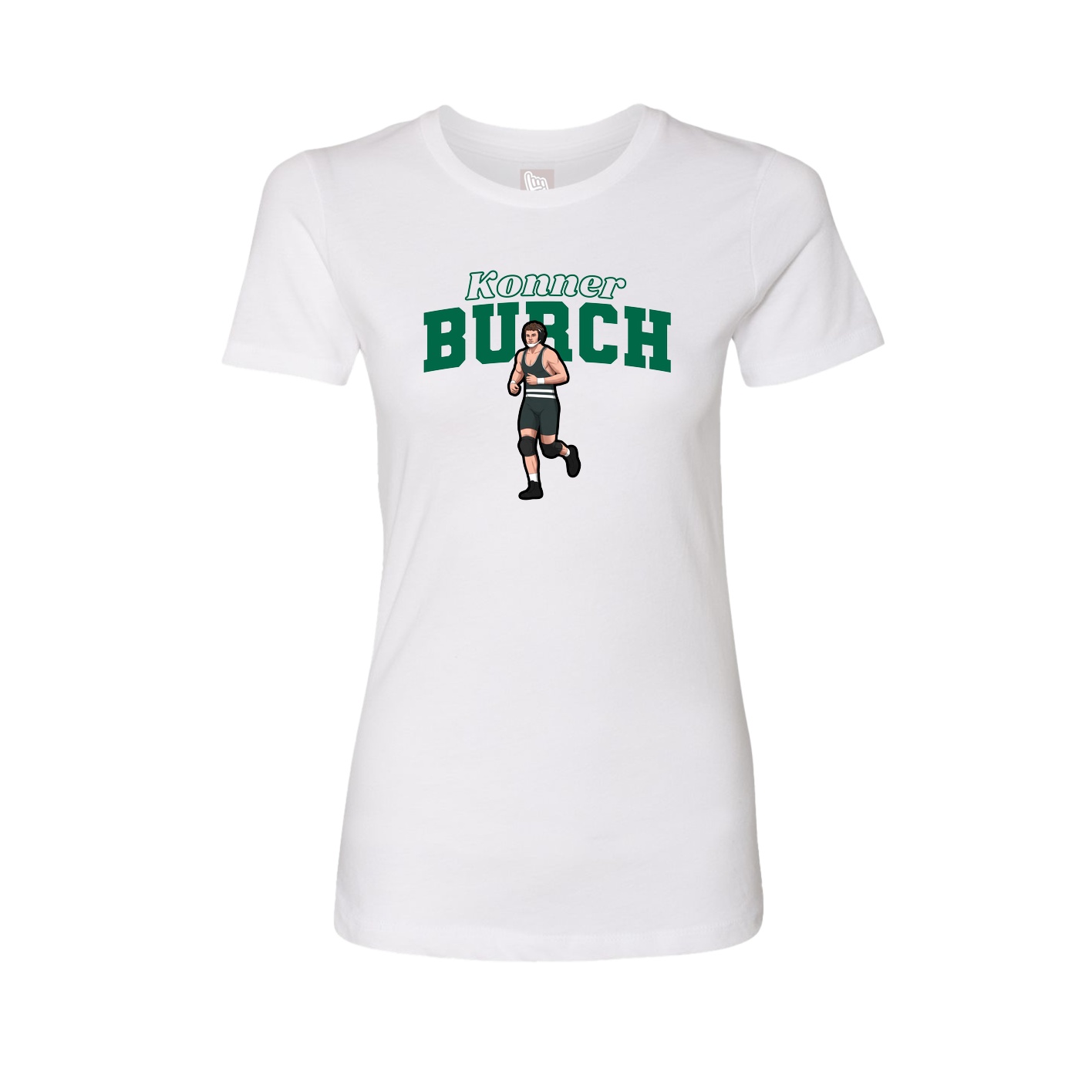 Fitted Women's Tee — Name Arch in White