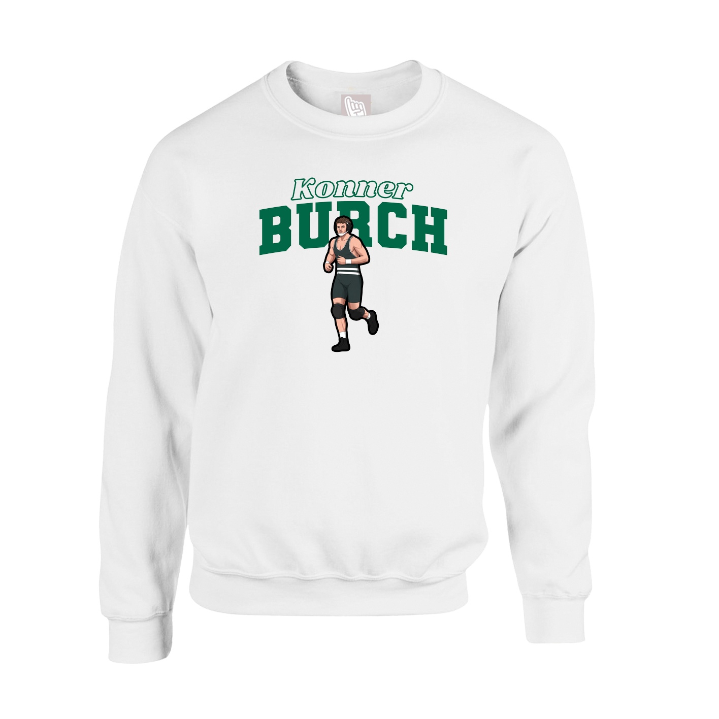 Fleece Crew — Name Arch in White