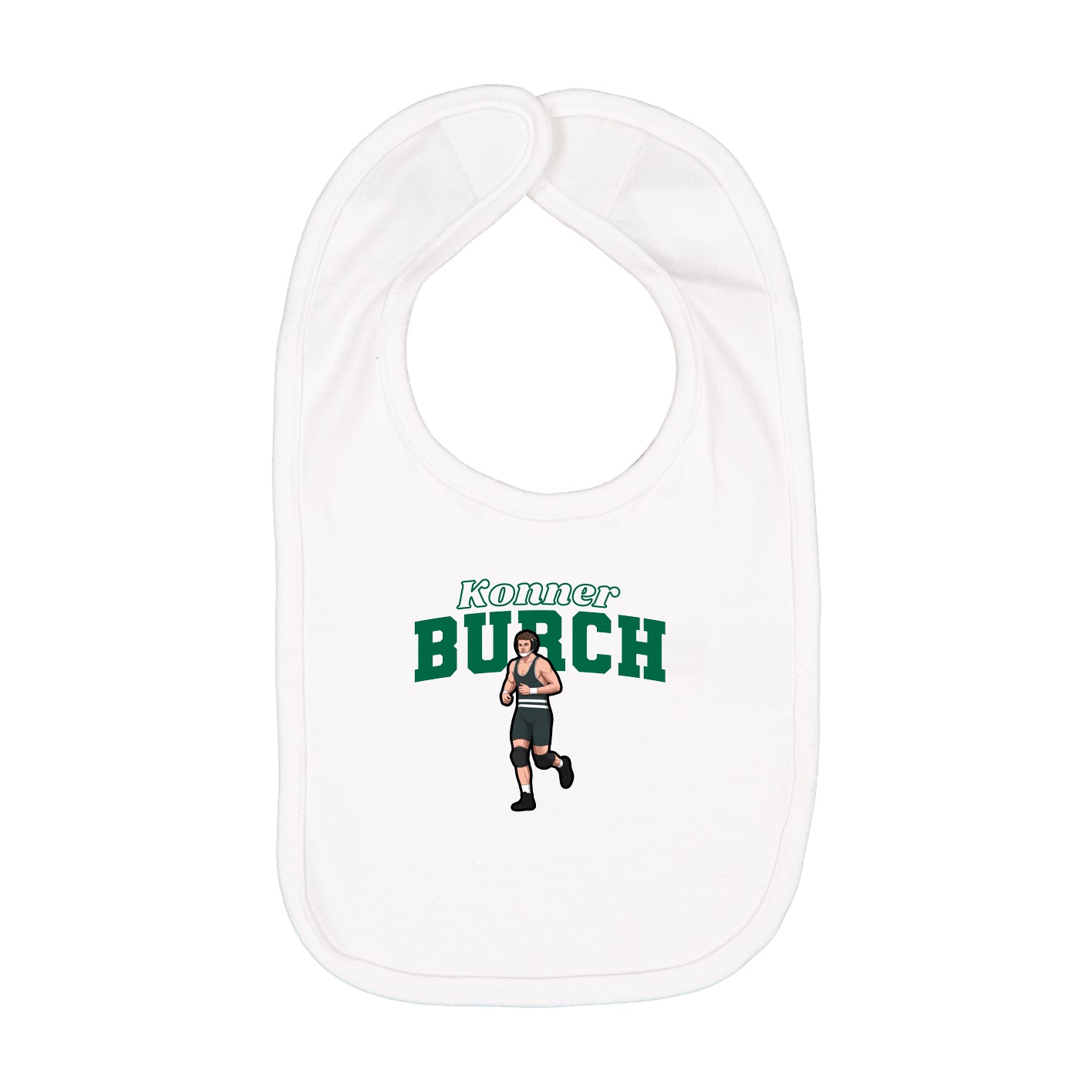 Infant Bib — Name Arch in White