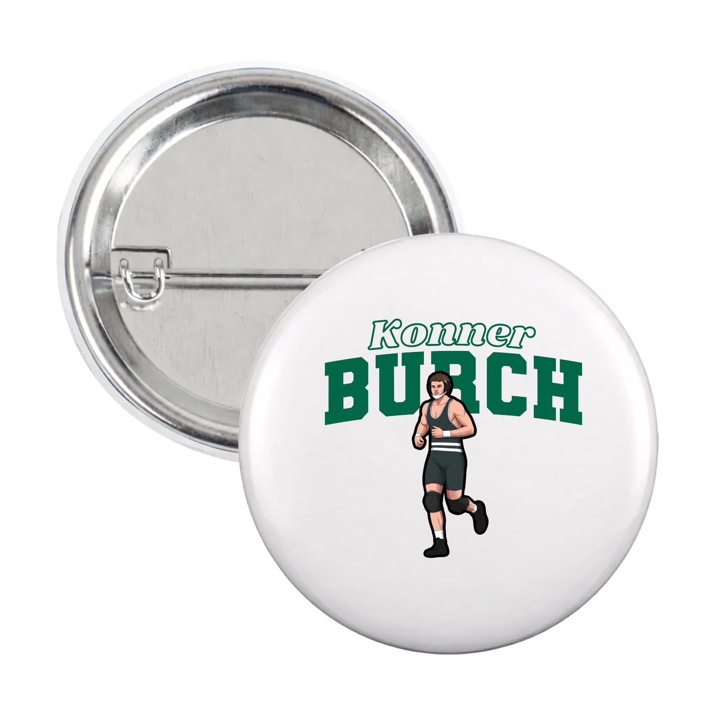 Game Day Button — Name Arch in White