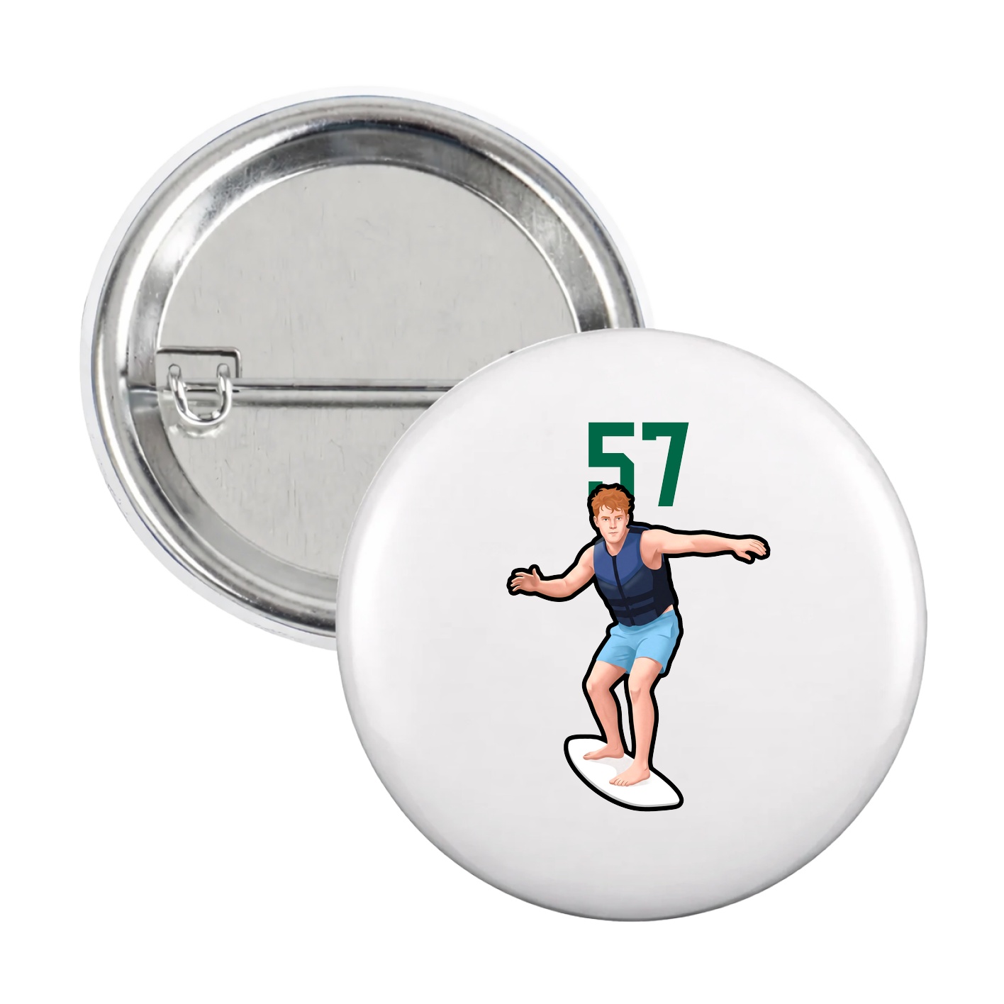 Game Day Button — Number Top in White