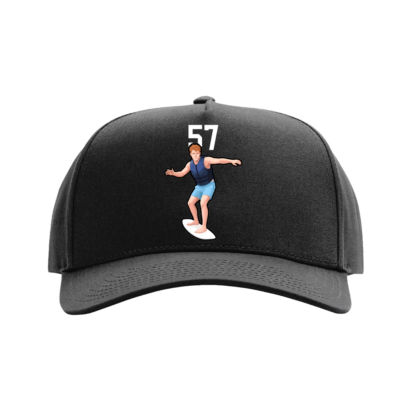 Full Fabric Five-Panel Champ Cap — Number Top in Black