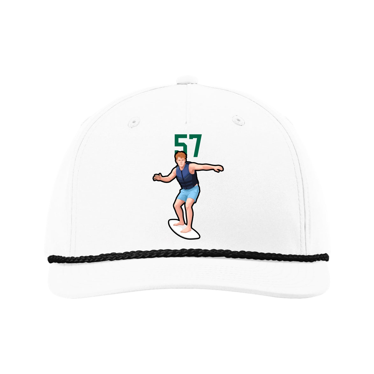 Five-Panel Classic Rope Cap — Number Top in White
