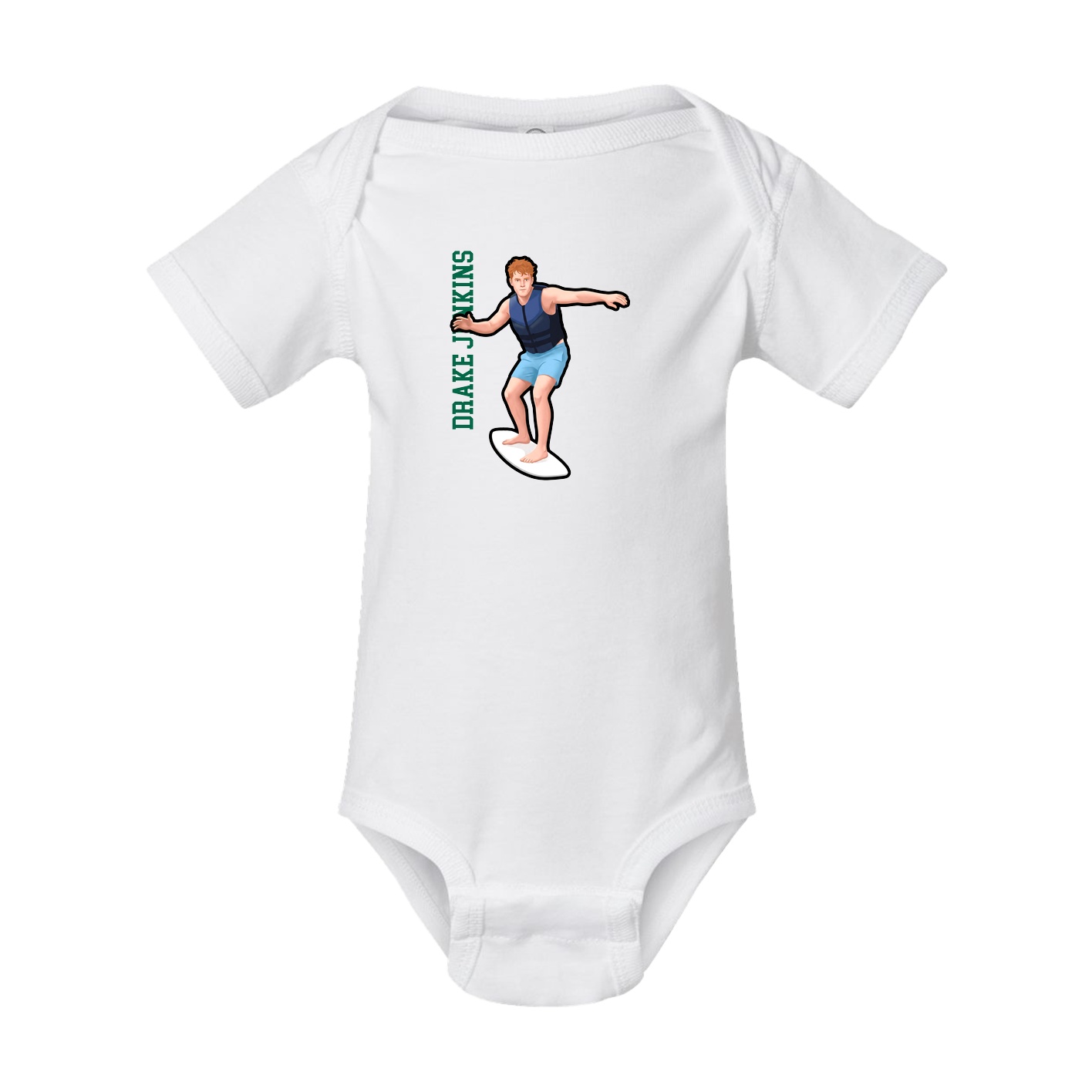 Baby Onesie — Name Vertical in White