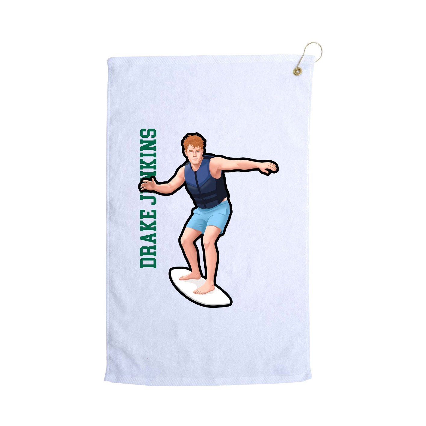Golf Towel — Name Vertical in White